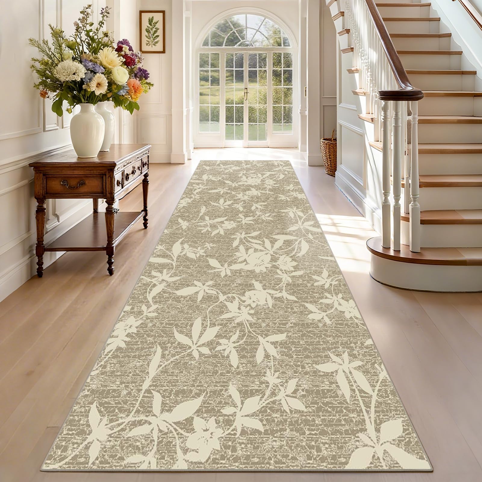 Runner Rugs for Hallway Long 90 x 100 cm Washable Non Slip Kitchen Carpet Runner for Entryway Hallways Kitchen Bedroom Living Bedside Laundry Room, Narrow Heavy Duty Low Pile Carpets Runners