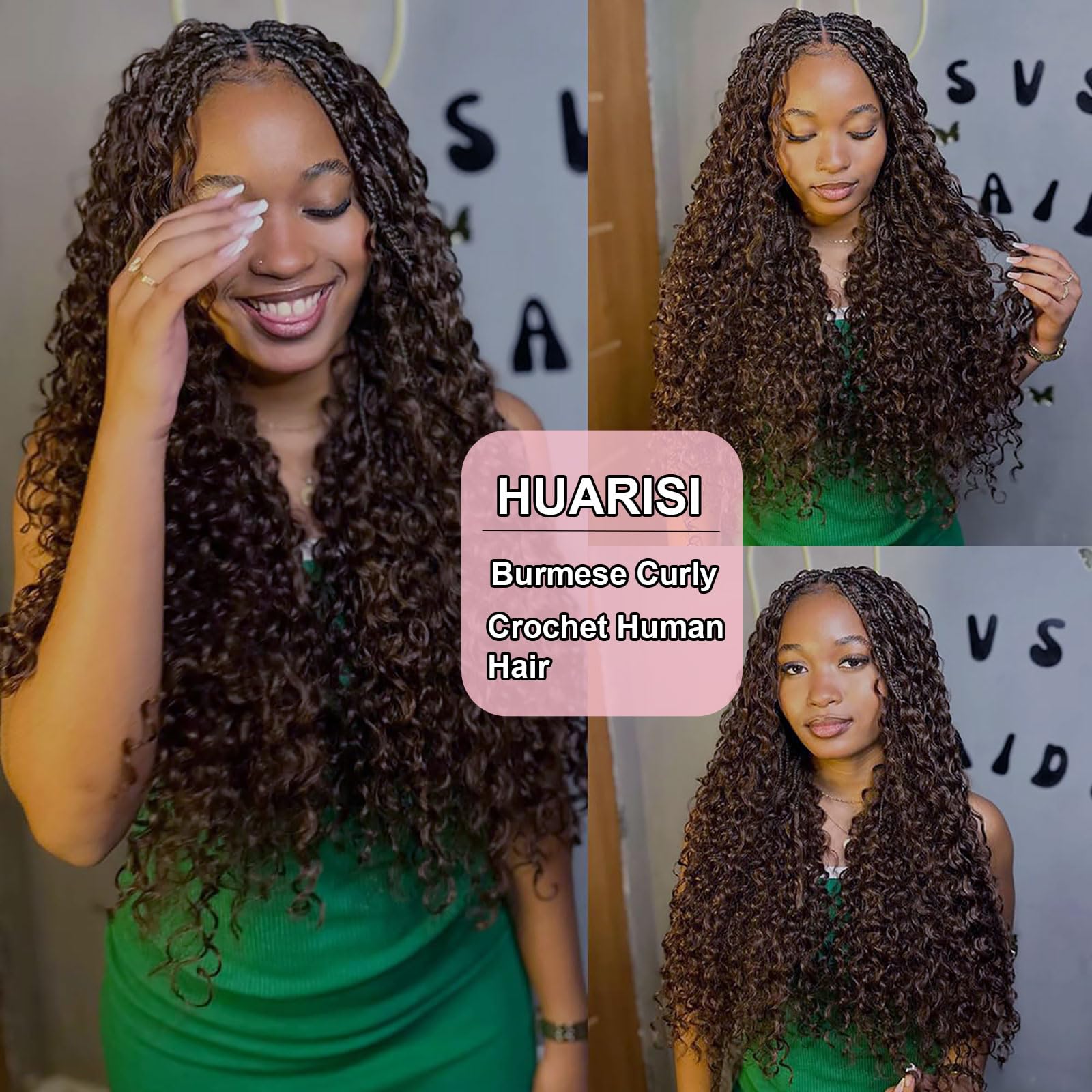 Huarisi Brown Burmese Curly Feather Crochet Human Hair 14 inch 50g a Pack