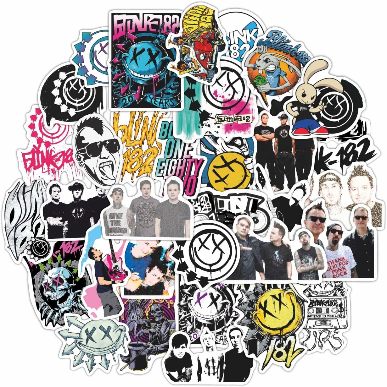 Stickers for Adults, Rock Band Stickers Skateboard, 35 Pieces of Strong Adhesive and Waterproof Decals, Guitar and Laptop Decals for Teens, Gifts for Women & Men