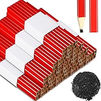 Vista 1 de 120 lápices de carpintero a granel, plan de construcción de madera natural de dureza media, madera plana, octogonal, rojo, negro, para marcado