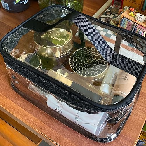 Miniatura 6 de Neceser Maquillaje Cosmético Bolsa Transparente Portátil Impermeable Transparente Almacenamiento de Viajes Negro