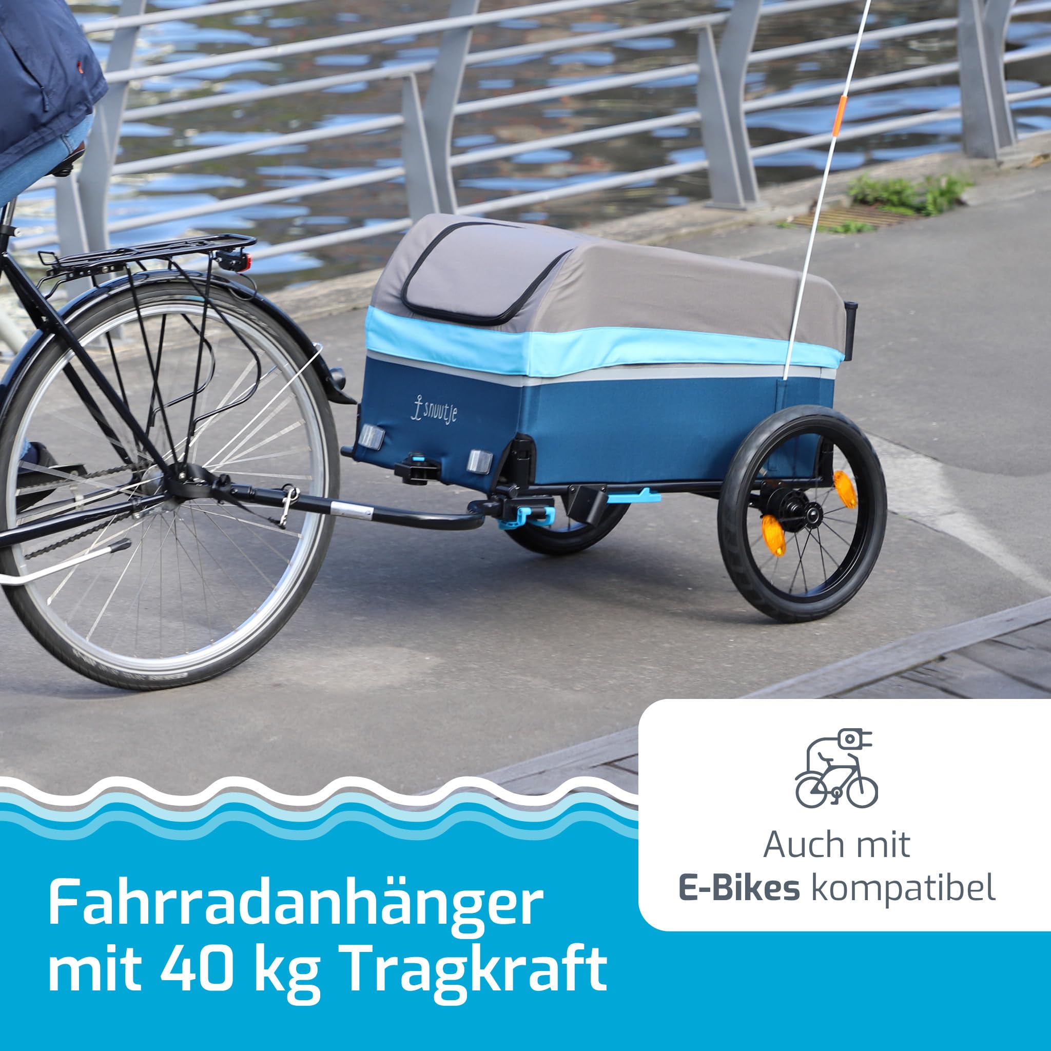 Carrello pieghevole per bicycle | Rimorchio per bicicletta, perfetto come assistente per la spesa e per il trasporto | Rimorchio per bicicletta | Copertura con strisce riflettenti