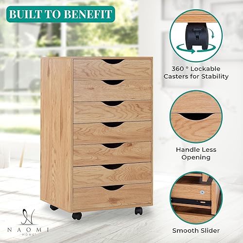 Miniatura 73 de Naomi Home Cómoda de 5 cajones para dormitorio, alta y elegante, con ruedas y estantes de almacenamiento, pequeña para guardarropa, para maquillaje,