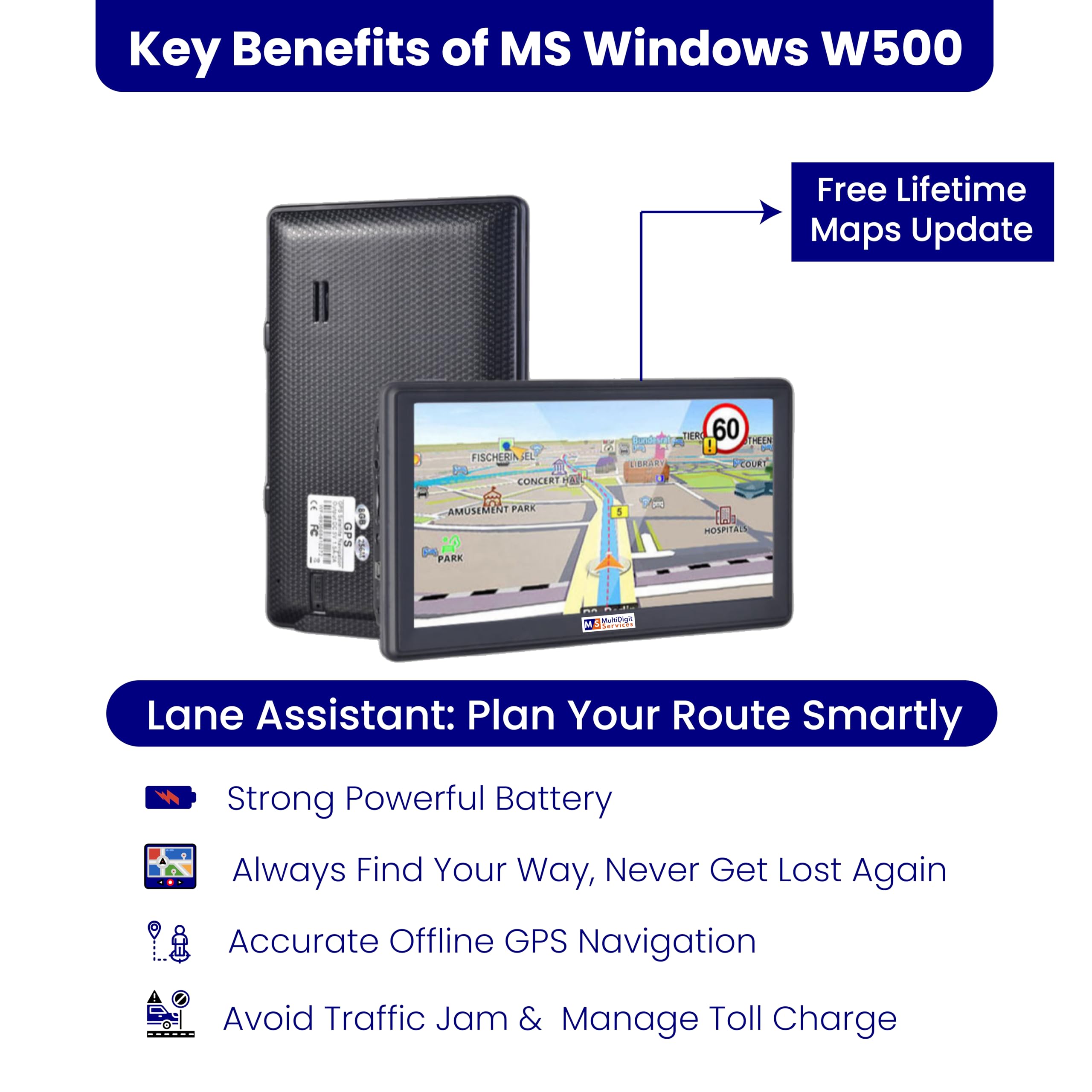 MS Drive - Navegador por satélite para coches del Reino Unido, pantalla táctil de 7 pulgadas, navegación GPS para camiones HGV, 8 GB de almacenamiento, sistema operativo Windows, tu mejor compañero de