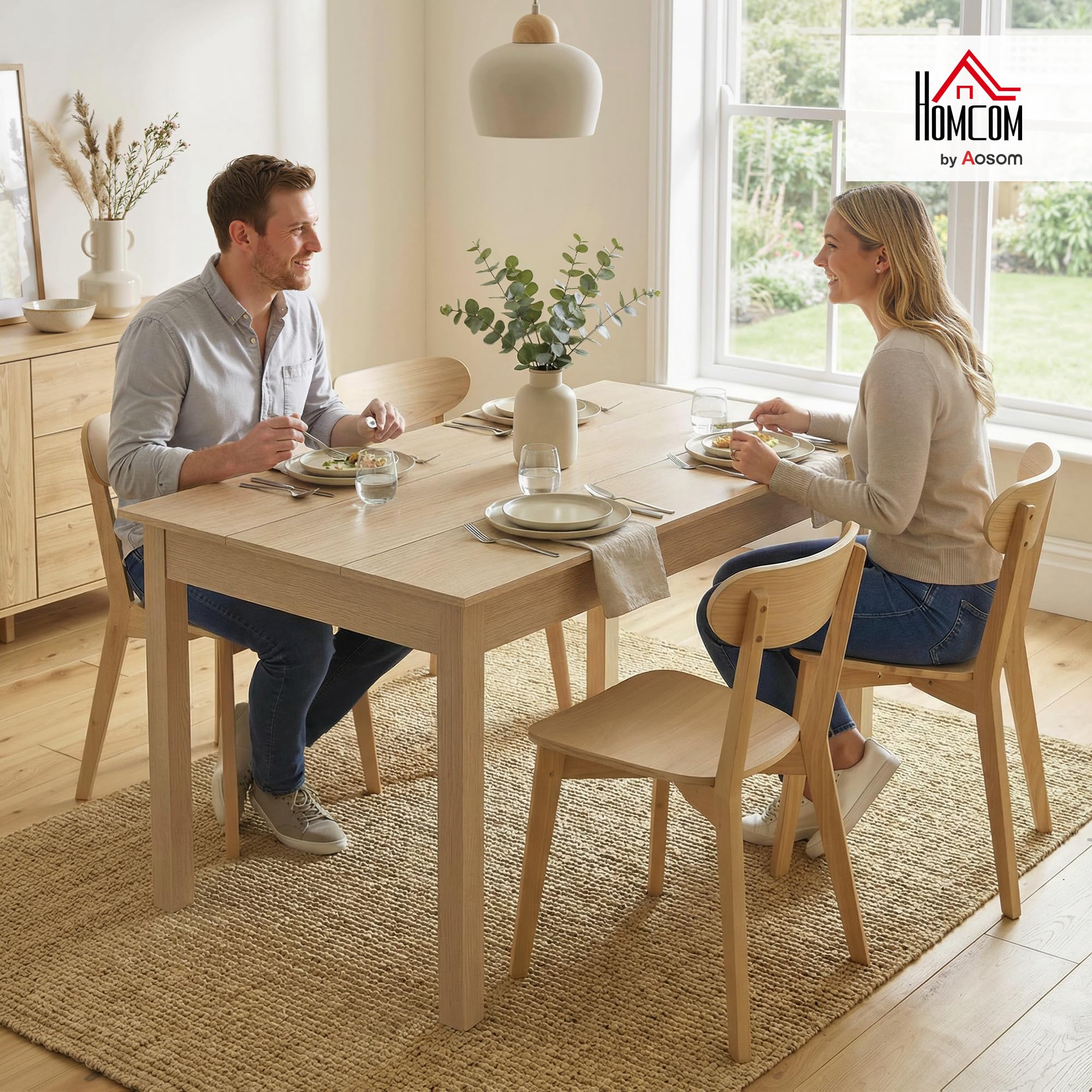 HOMCOM Table de Salle à Manger Design Moderne Bicolore avec Grand Plateau 4-6 Personnes en Bois dim. 119L x 70l x 75H cm - en Bois, chêne
