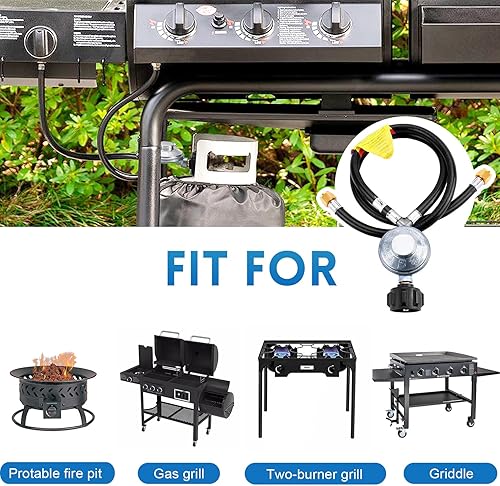 Miniatura 6 de JEASOM Manguera doble regulador de propano de baja presión con divisor en Y de 2 pies