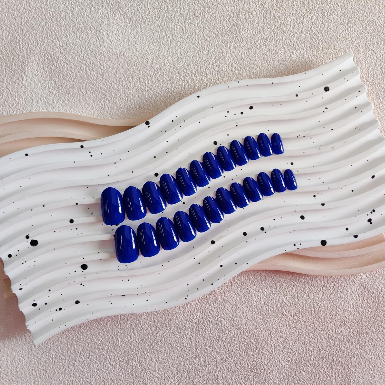 SXVME Royal Blue False Nails Short Oval, Simple Acrylic Press on Nails Short Almond, Elegant Blue Fake Nails Press ons - Image 4