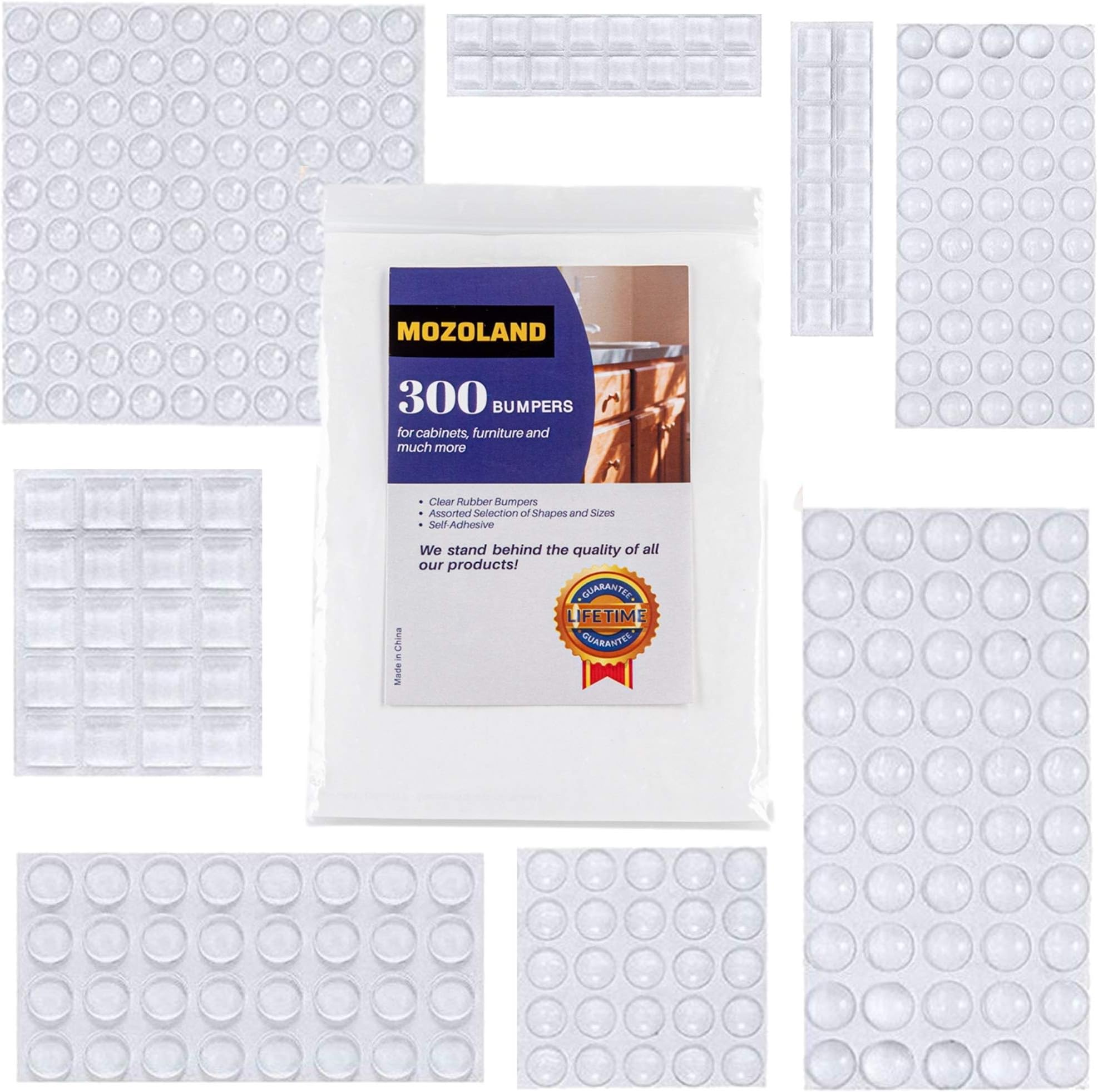 Clear Rubber Feet Bumpers Pads 300 Pieces Self Adhesive Transparent Stick Bumper Noise Dampening Buffer Bumpers for Door Drawer Self Stick Cabinet-