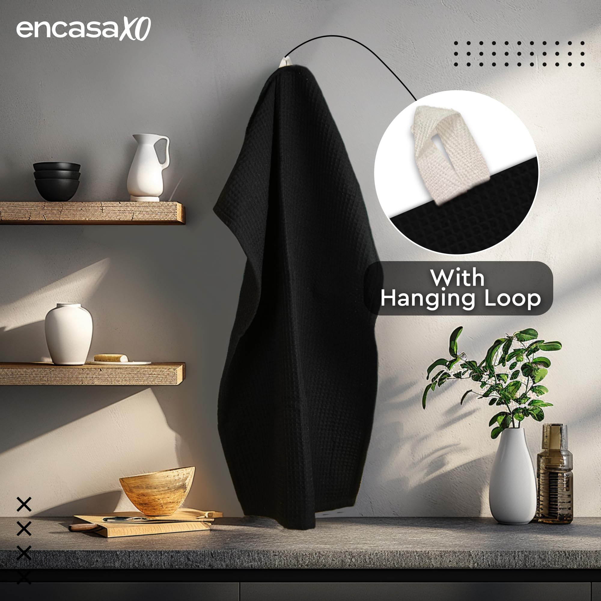 Encasa XO Kitchen Dish Towels Set, Grey Black Combo, 70x45 cm (Set of 6) - Image 4