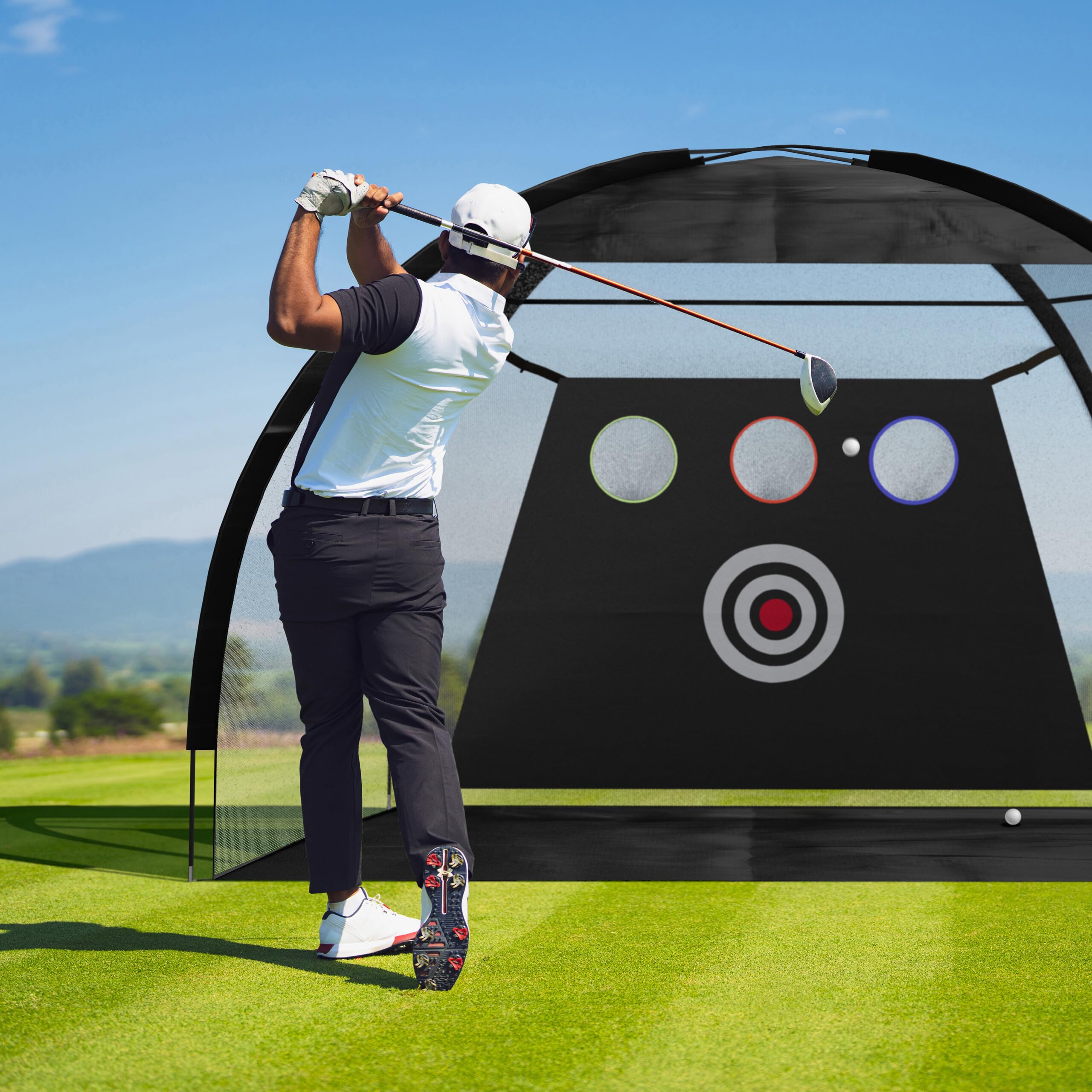 Relaxdays Red Práctica para Golf, 200x300x170 cm, Negro/Blanco