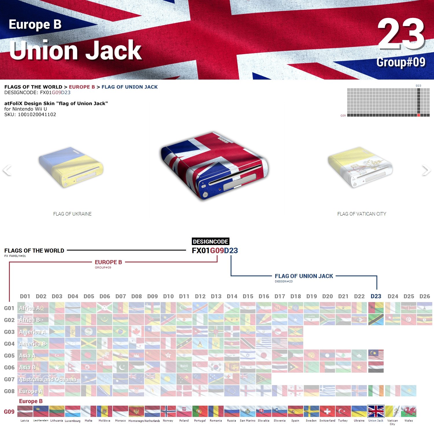 Nintendo Wii U Design Skin "flag of Union Jack" Decal Sticker for Wii U