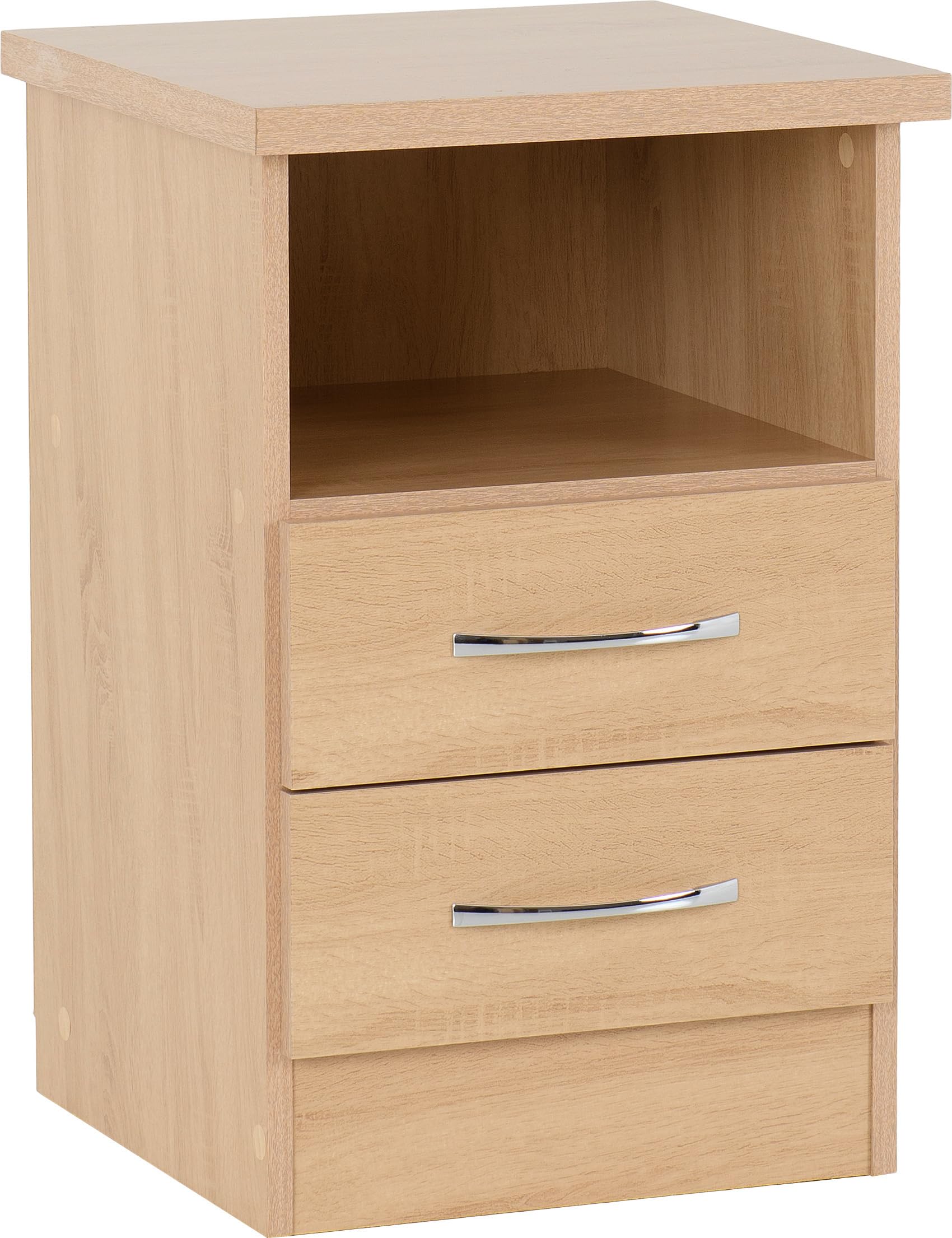 Seconique Nevada 2 Drawer Bedside Table - Light Oak