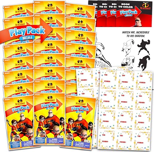 Disney Incredibles - Paquete escolar de premios para el aula, 24 paquetes de actividades increíbles para niños de primaria, jardín de infantes,