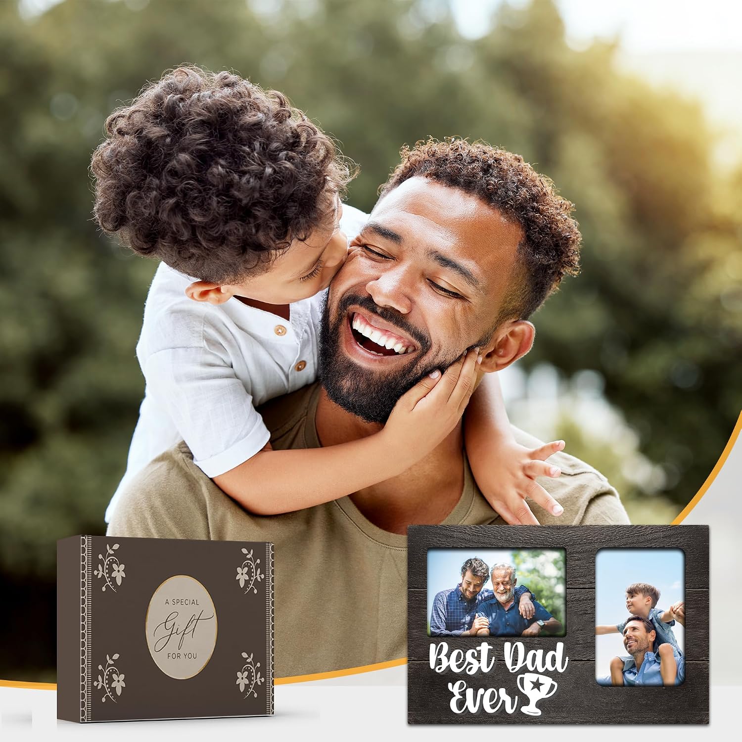 Gifts for Dad Christmas, Dad Gifts from Daughter Son 3D Photo Frame Hold 4x6 Inches Two Photos, Gift for Daddy Who Wants Nothing on Father's Day Birthday image 3