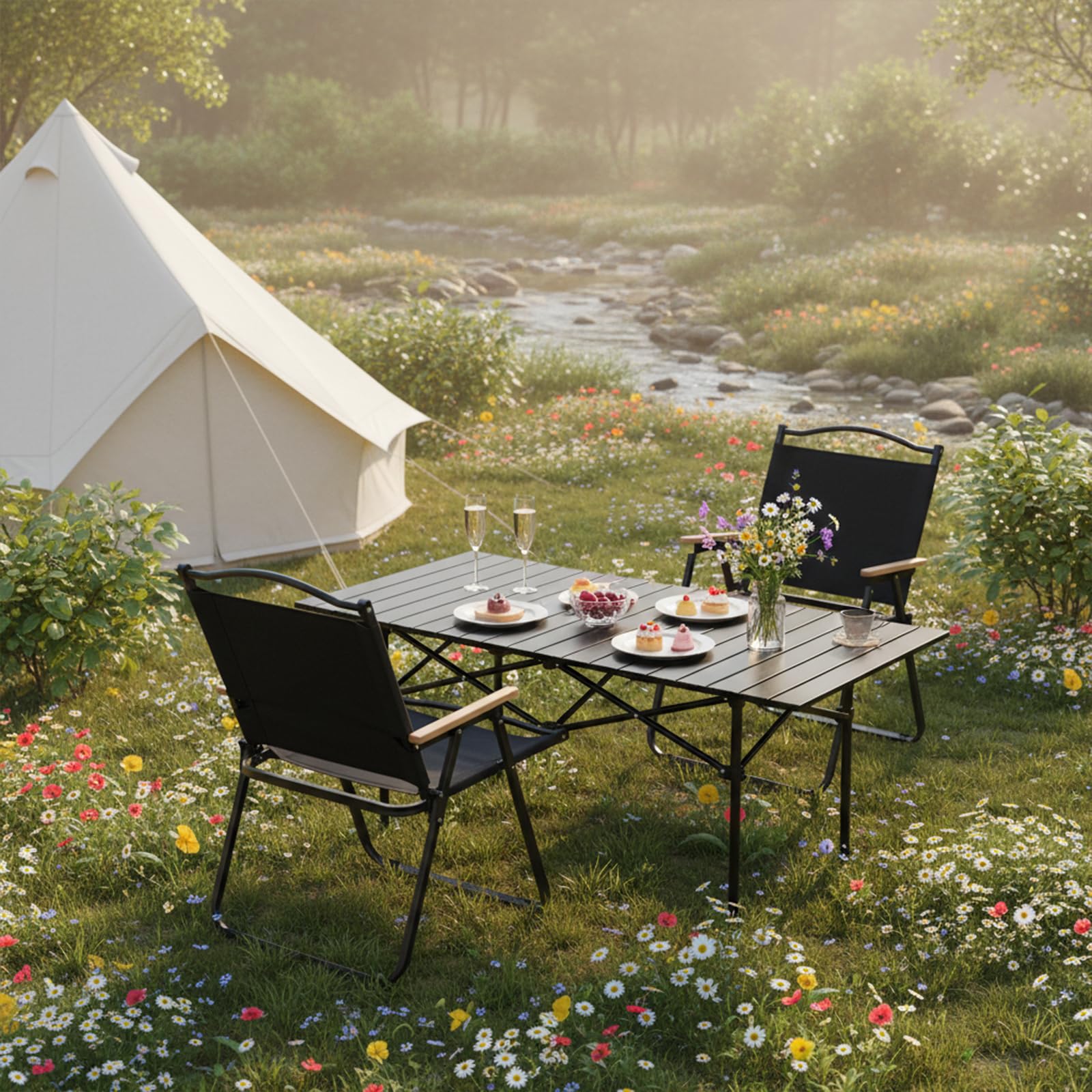 Table de Camping Pliante – 94 x 55 cm Table Pique-Nique Extérieur Portable, Table Pliante Extérieur avec Sac de Transport et Rangement, pour BBQ, Pêche, Randonnée