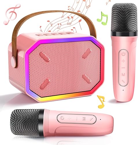 Laradola Kids Karaoke Machine with 2 Bluetooth Microphones - Toys for Girls 4 5 6 7 8 9 10 11 12 Years Old - Ideal Christmas Birthday Gift for Kids