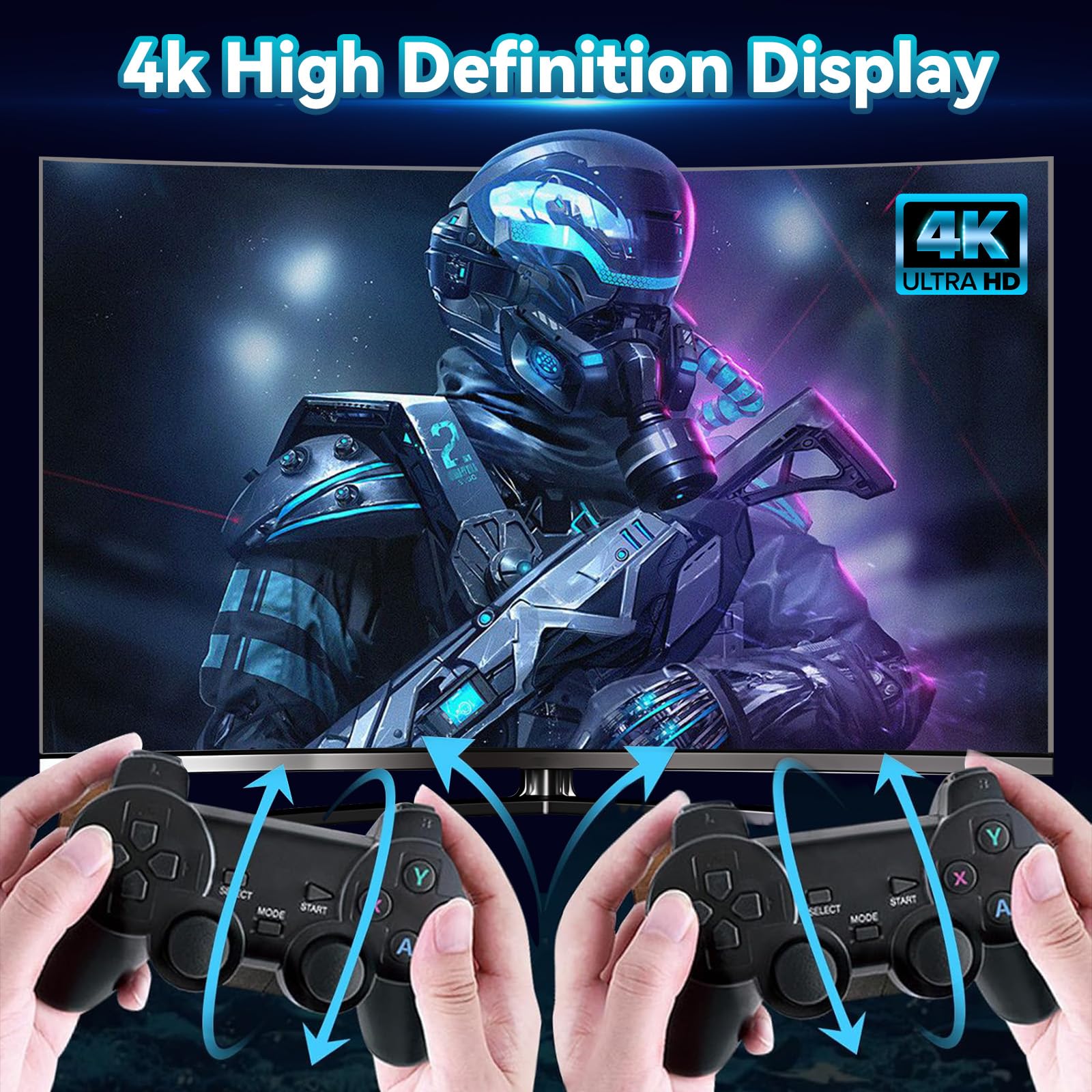 Retro Konsole Spielekonsole 40000 Spiele 4K USB Wireless 18 klassischen Emulatoren, Videospielkonsole Retro TV Spielkonsole HDMI-kompatible Videospiel-Sticks