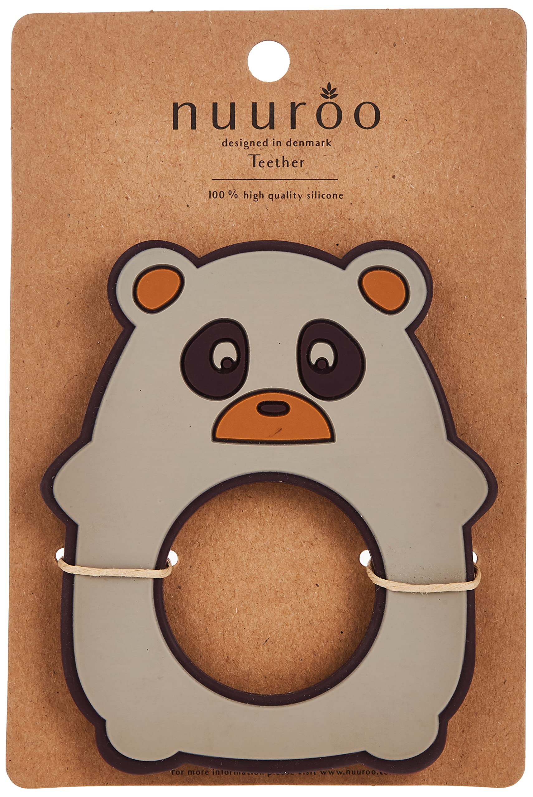 Nuuroo Molly Panda Shaped Silicone Teether, 10 cm x 8.5 Size, Cobblestone