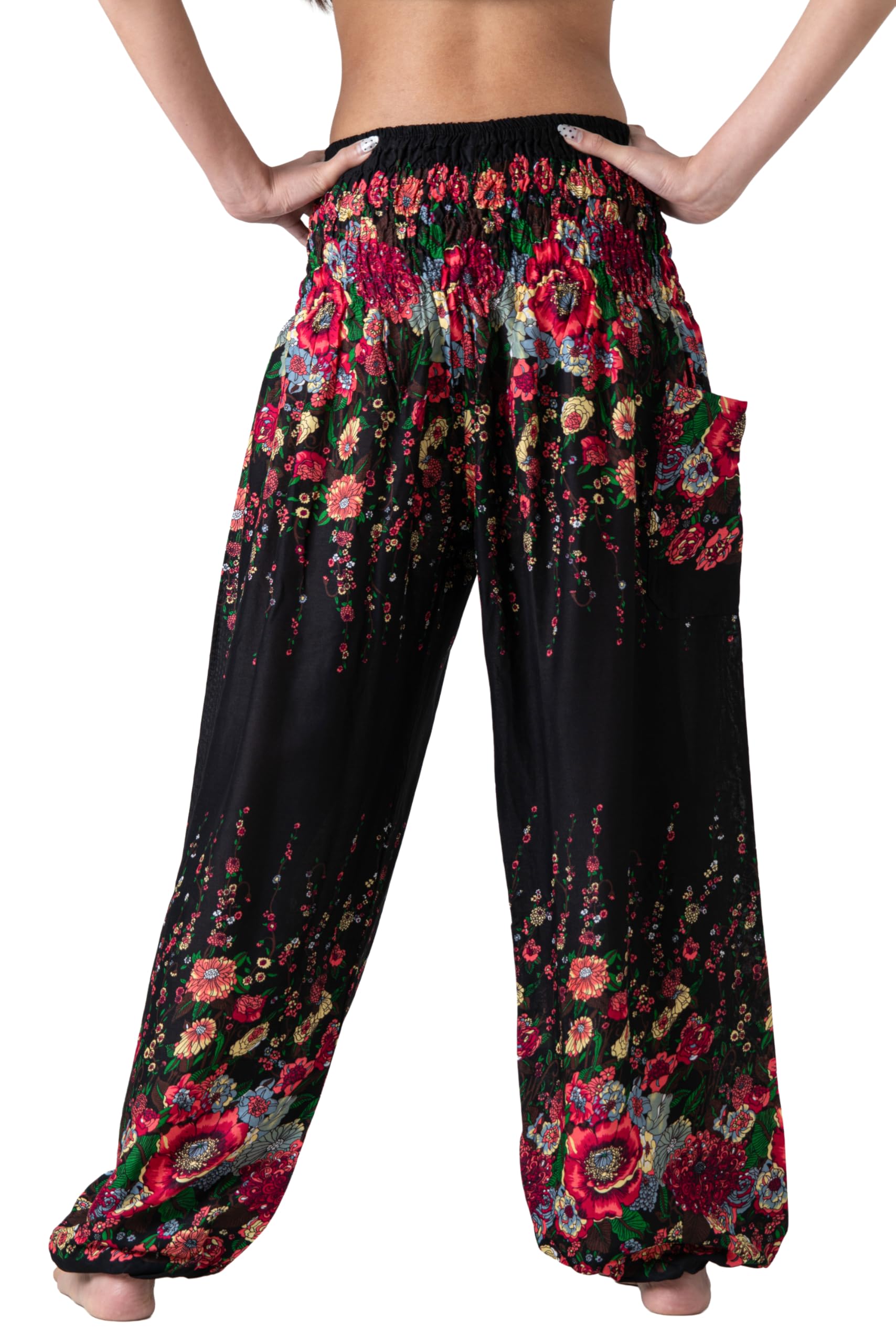 B BANGKOK PANTS Harem Women Hippie Clothes Yoga Pants Bohemian Boho Styles with Pocket Pantalon Femme | Tissu léger, taille et chevilles élastiques confortables, poche latérale, vêtements de plage ou de yoga, style bohème