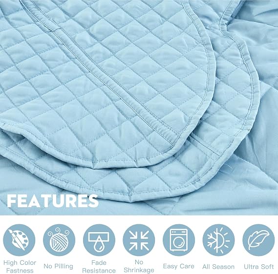 Oversized King Bedspread, Tufted Jacquard Diamond Pattern, Shabby Chic Boho Bohemian Look, Lightweight, 3 Piece, Peacock Blue