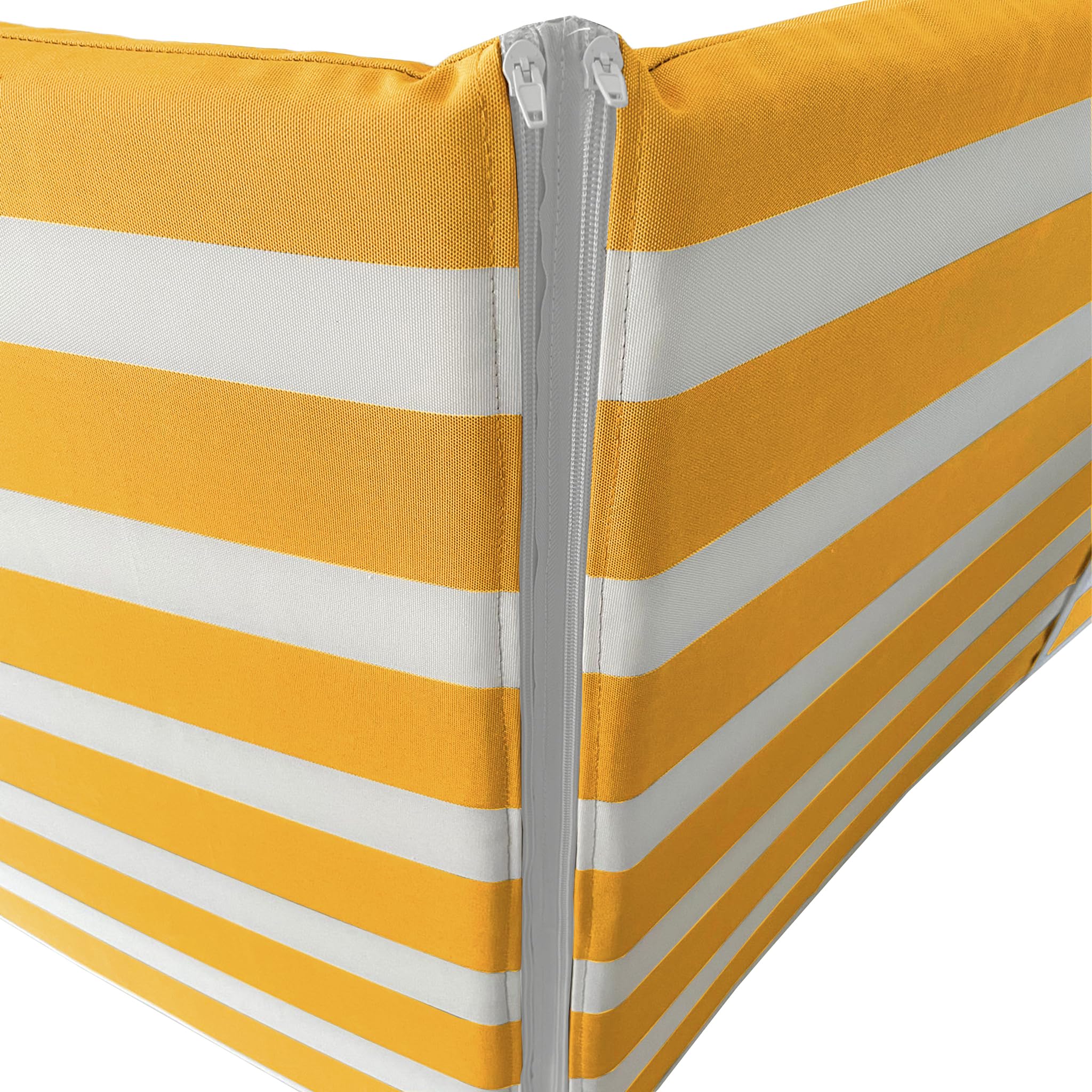 Coussin imperméable pour chaise longue bandée – 190 x 60 cm polyester hydrofuge – Coussin amovible fabriqué en Italie (blanc et jaune)