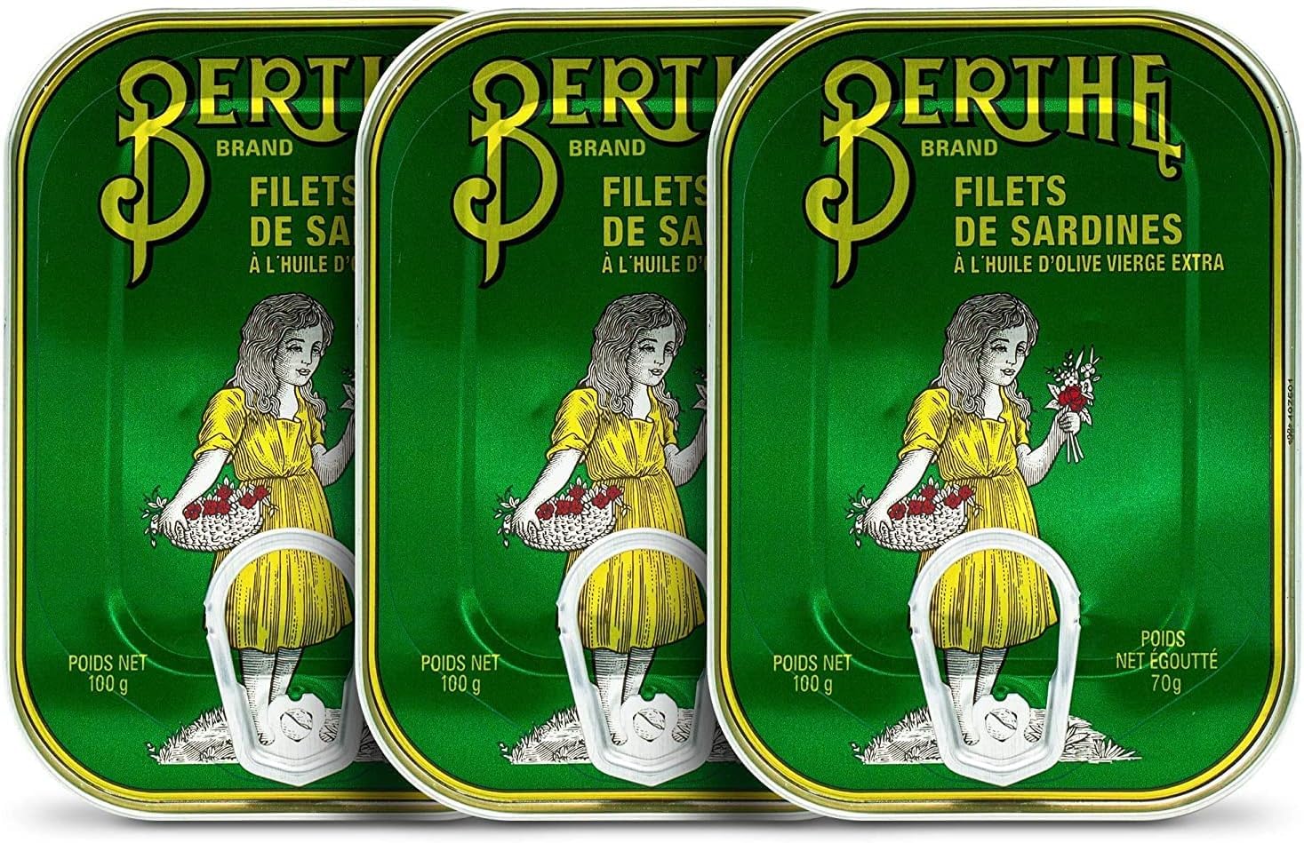 Berthe - Sardine Fillets in Extra Virgin Olive Oil - 3 x 100 g - Portugal