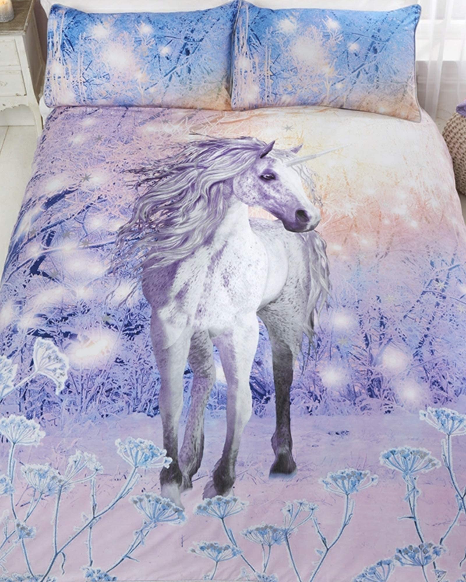 Rapport Magical Unicorn Quilt Duvet Cover Bed Set, Purple, King MAGUNI-KING-MULT