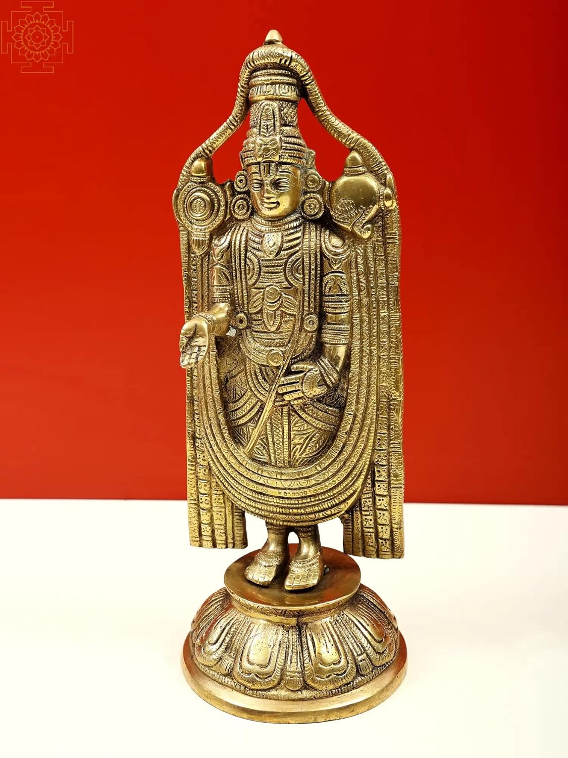 Exotic India 12" Lord Venkateswara as Tirupati Balaji in Brass - Brass