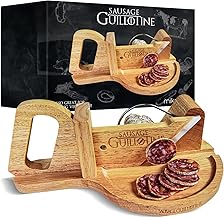 MikaMax - Sausage Guillotine - Stainless Steel - Double Bladed - Rubber Tree Wood