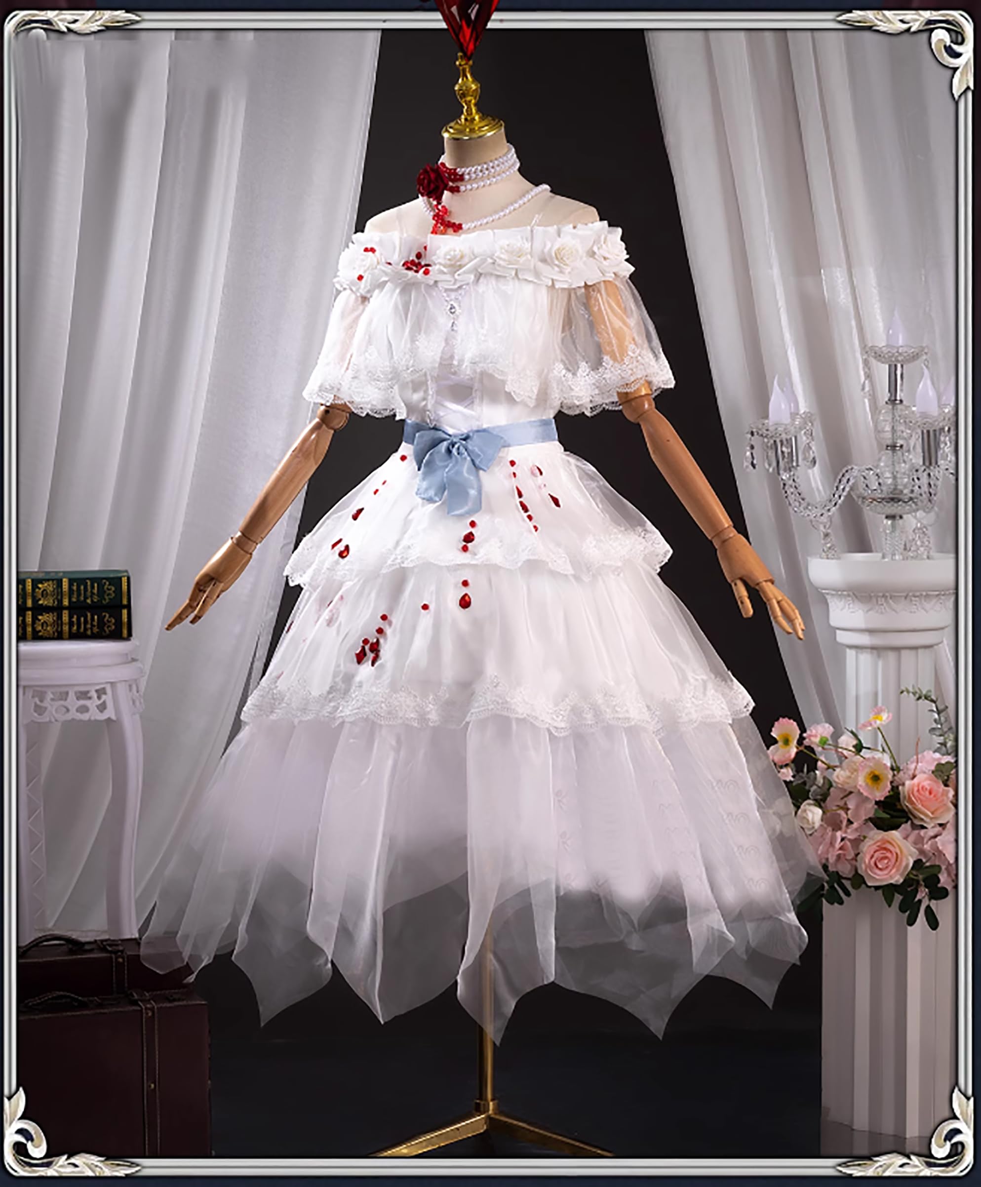 第五人格　虚妄の傑作　血の女王　マリー　コスプレ衣装セット Amazon.co.jp: 【Sanjucos】 第五人格 紅夫人 血の女王(マリー