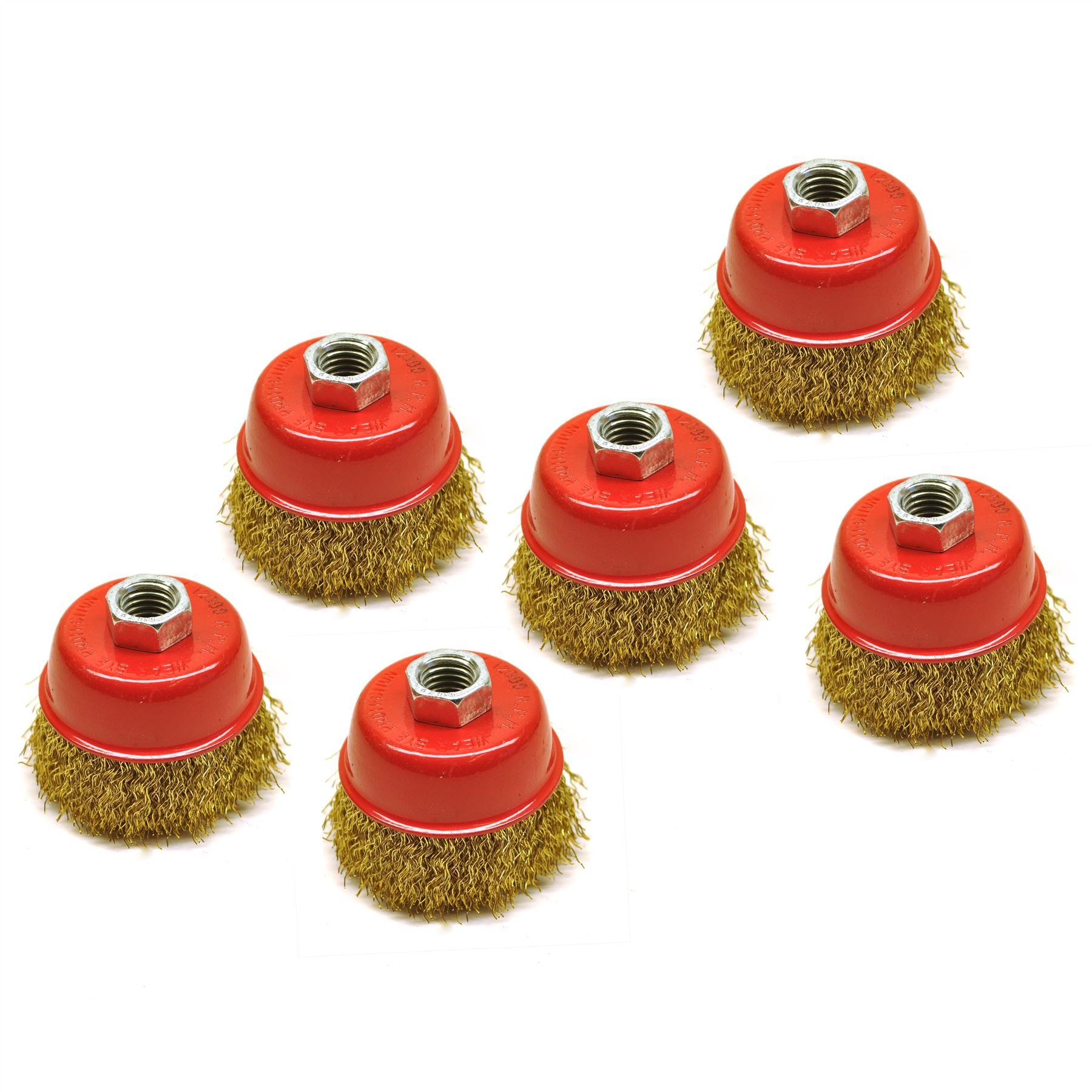 Ab Tools Gray Wire Cup Brush/Wheel For Angle Grinder Crimped Brass Coated (6 Pack) Te331