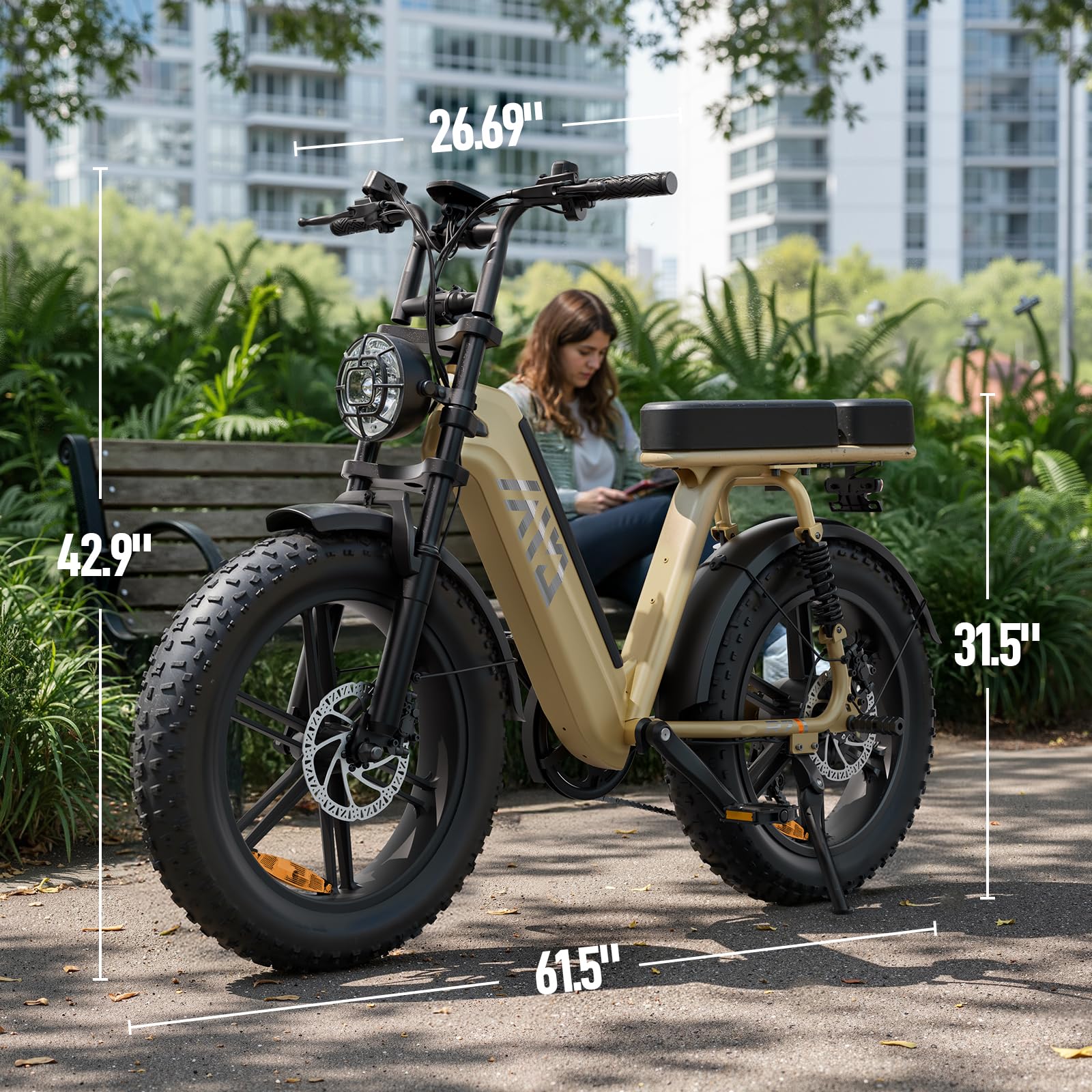 TST Bicicleta Eléctrica 20" Neumáticos Anchos E-Bike con Batería Extraíble 48V 15AH, Motor 250W, Autonomía 60km, Cuadro Paso Bajo, Suspensión, Pantalla LCD - Ideal Adultos Desplazamientos y Off-Road