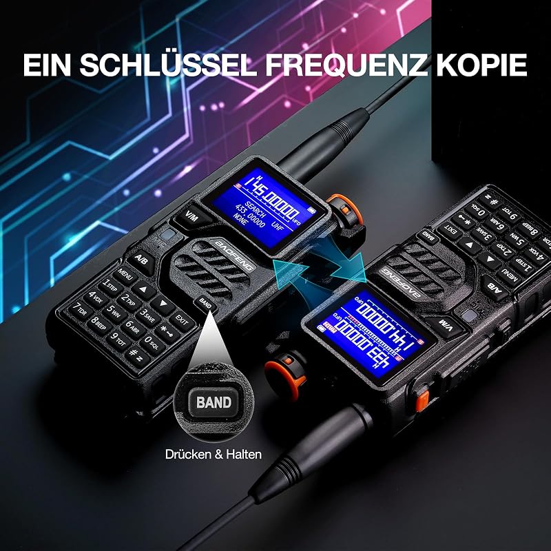 Stație radio portabilă dual-band BAOFENG K5PLUS 10W UHF VHF cu rază lungă de acțiune, bandă de aviație, 2500mAh, USB-C, 999 canale, compatibilă CHIRP