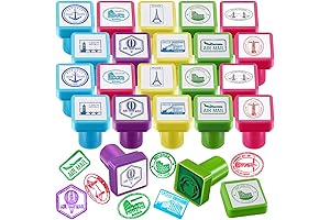 Ctosree 30 Pcs Passport Stampers: Passport to Learning and Adventure