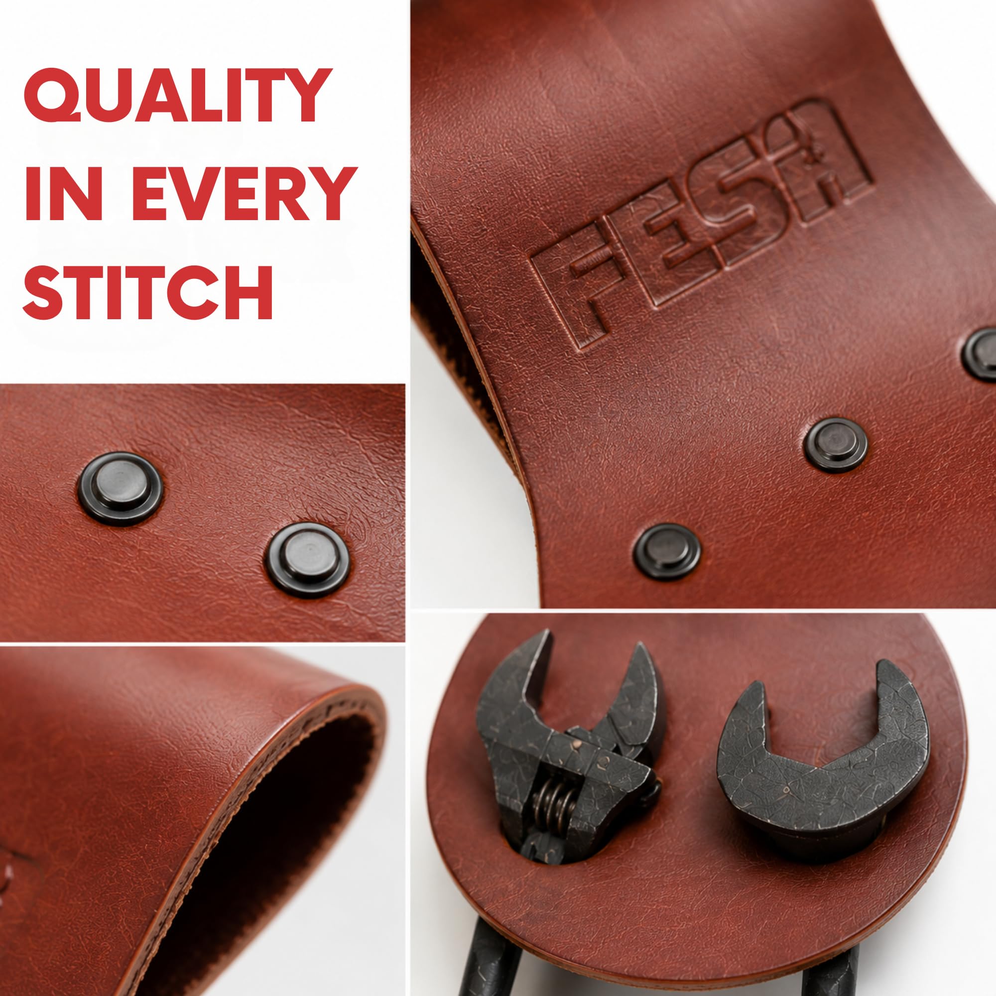 FESA Spud Wrench Holder, Full Grain Leather, Holds 2 Wrenches — Amazon image 4