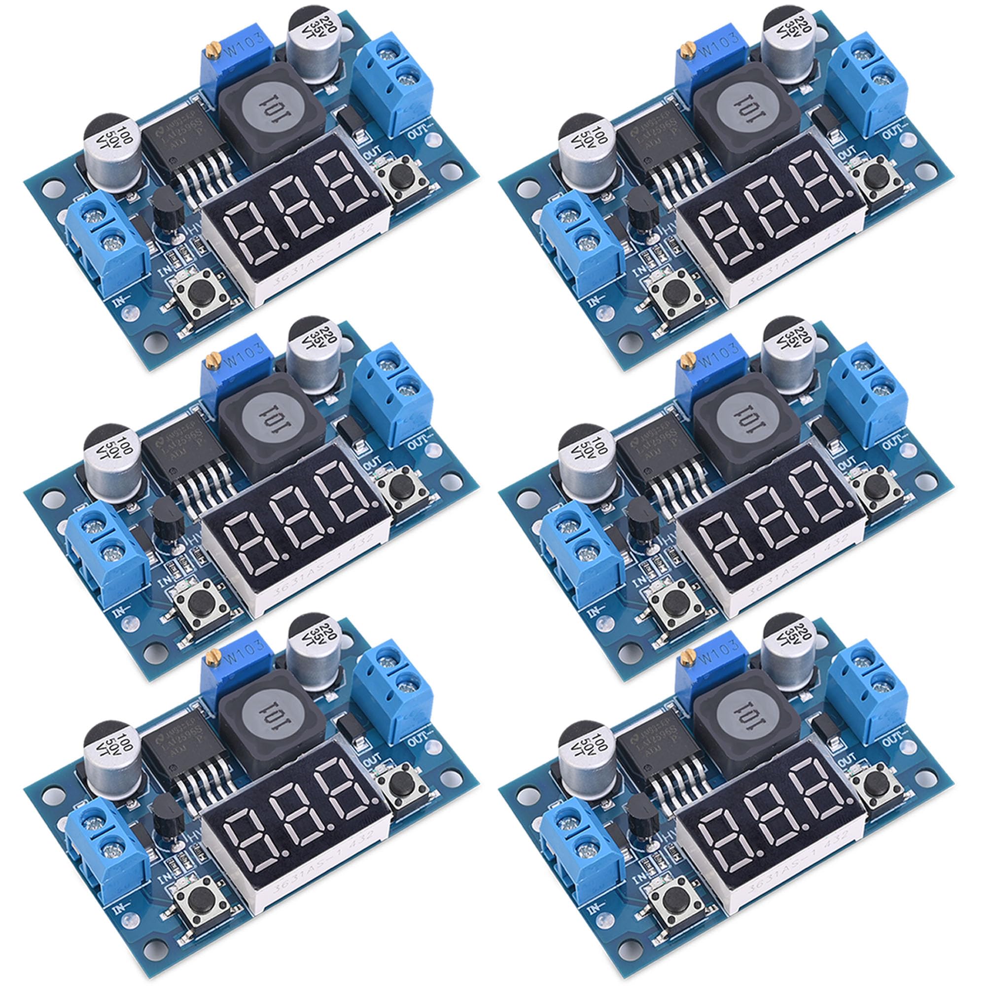 Seloky LM2596 Adjustable DC-DC Step-Down Buck Converter Module with LED Voltmeter Display, Voltage Regulator 4.0-40V Input to 1.25-37V Output Power