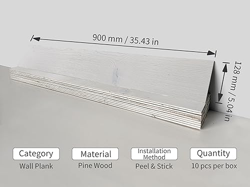 Miniatura 27 de COLAMO 10 tablones de madera de pino real de mezcla gris, para pegar en paneles de madera para pared, tablones de pared autoadhesivos para sala