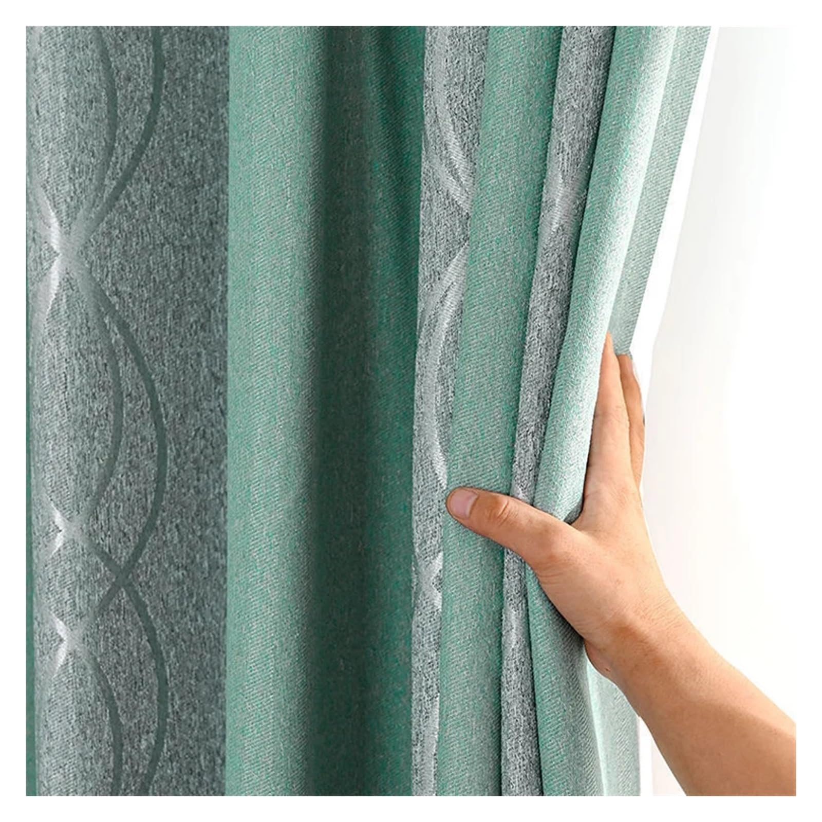 Rideau velours occultant vert à rayures pour chambre et salon