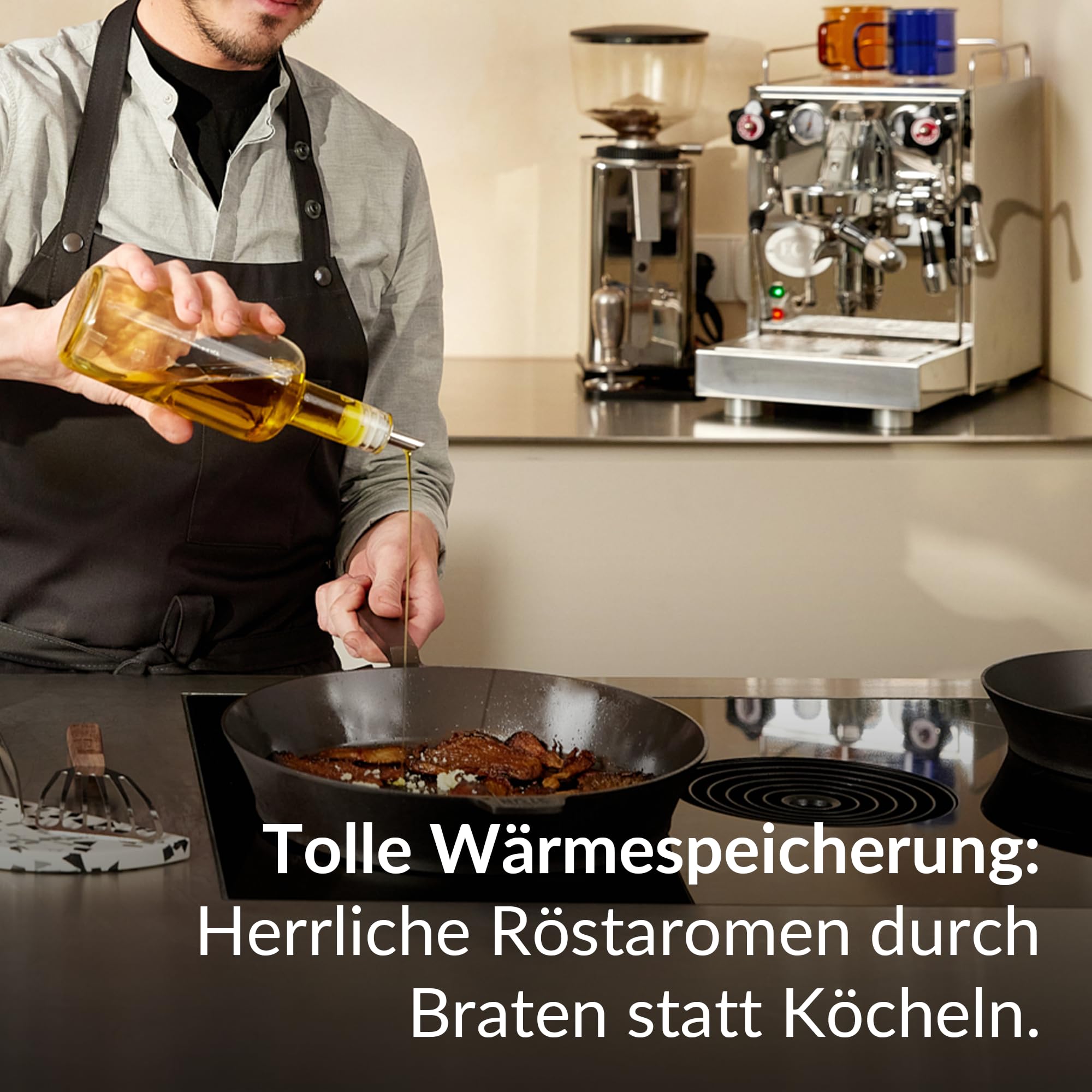 STUR - ORIGINAL Gusseisenpfanne Induktion 28 cm - Cast Iron Pan für alle Herdarten - Pfanne Gusseisen fein geschliffen - Made in Germany - frei von künstlicher ANTIHAFT-BESCHICHTUNG & kratzfest