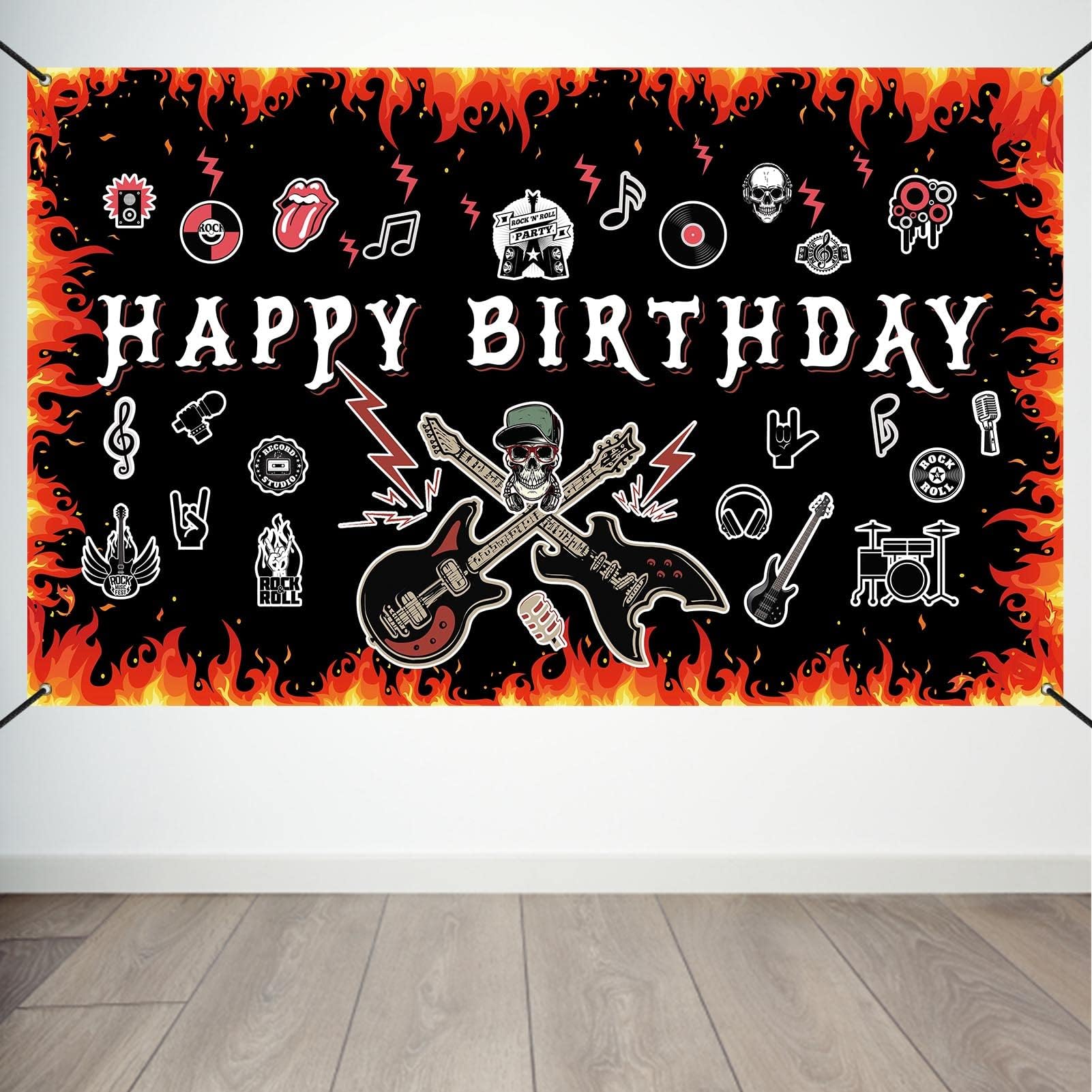 Amazon.com: One Rocks Birthday Banner - Rock N Roll Happy Birthday ...