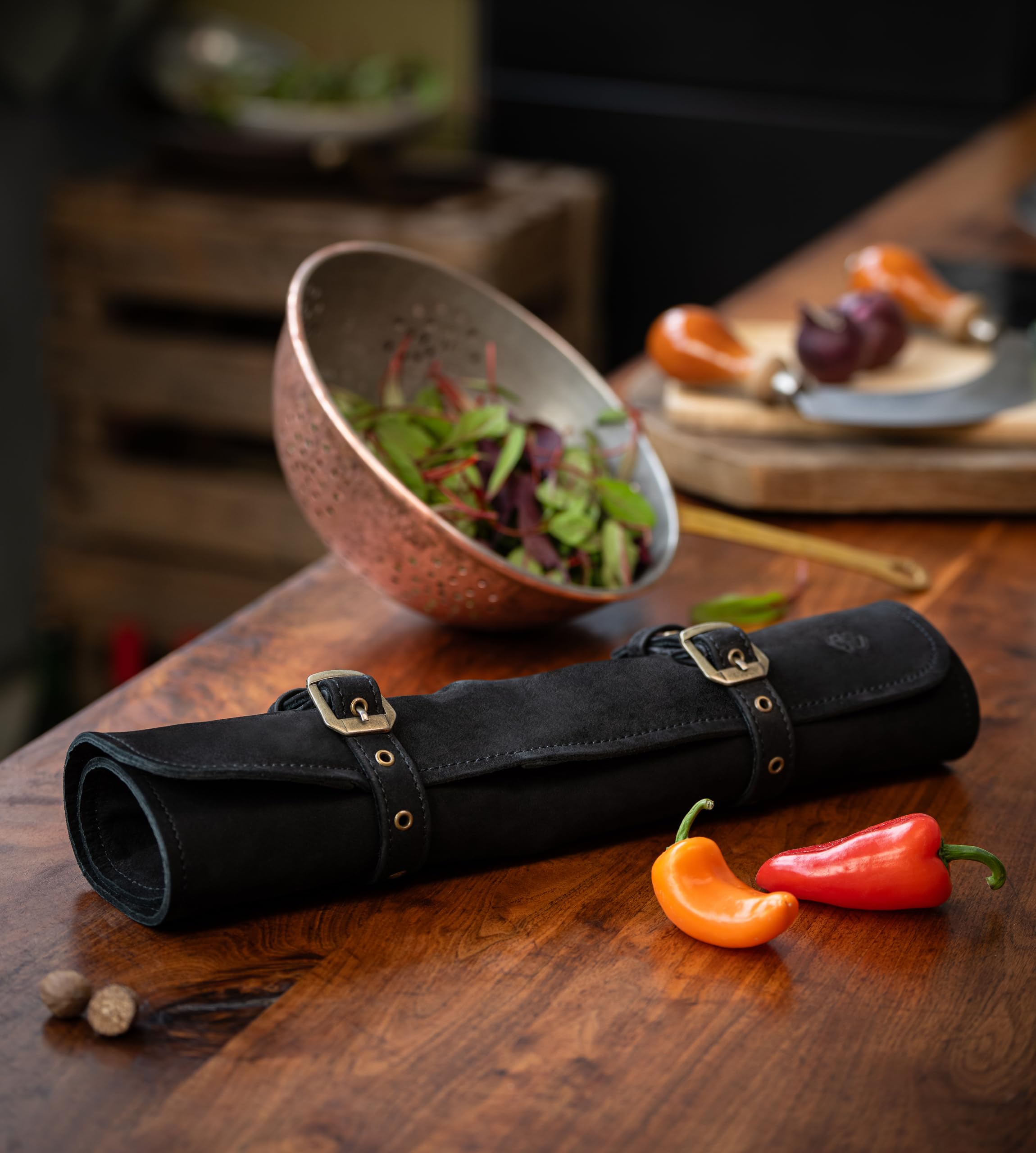 Angus Stoke Sam - Funda de Piel para Cuchillos de Cocinero (Piel, tamaño Grande), diseño de Bolsa