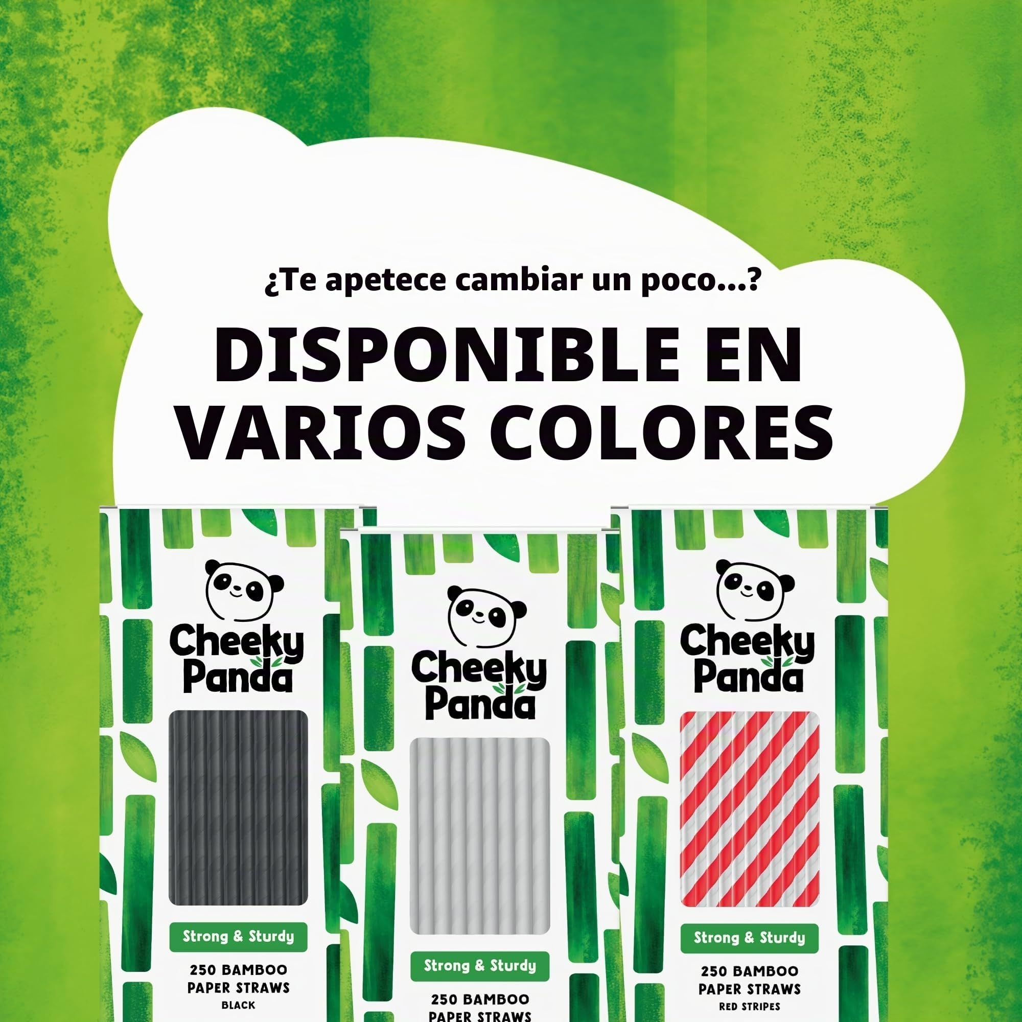 The Cheeky Panda – Pajitas de papel de bambú negras | Pack de 250