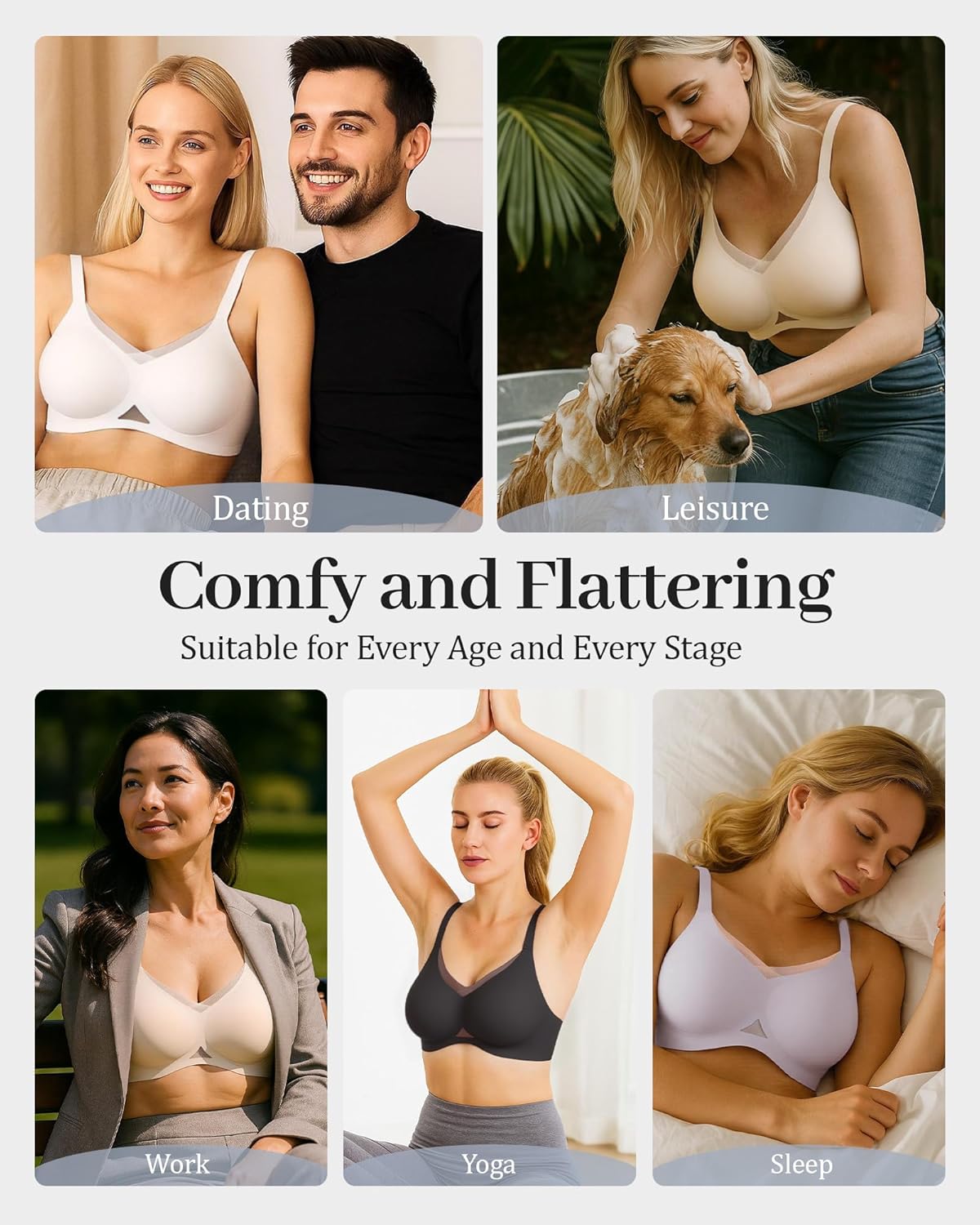 Jelly Bras for Women No Underwire Mesh Wireless Crossover Bra Seamless Full Coverage Lift T Shirt Sleep Bralettes - Image 6