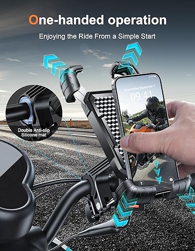 Miniatura 3 de URBANITE Soporte de teléfono para bicicleta brazo de metal Soporte de teléfono para motocicleta, soporte de teléfono para manillar de bicicleta,