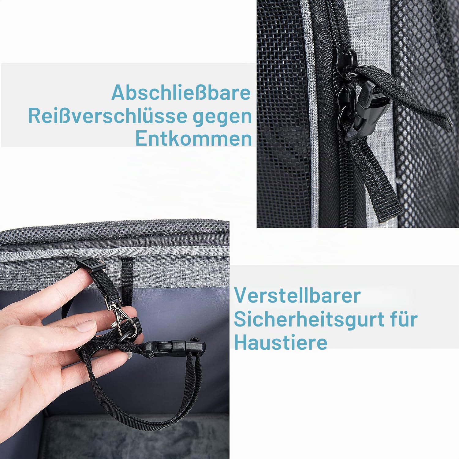 Wakytu Hunde Fahrradkorb Transporteur, Pet Bicycle Carrier Backpack für Fahrradtouren, reflektierende Streifen, Zwei Seitentaschen, Fahrrad Transportbox für Hundereisen mit kleinen Hunden