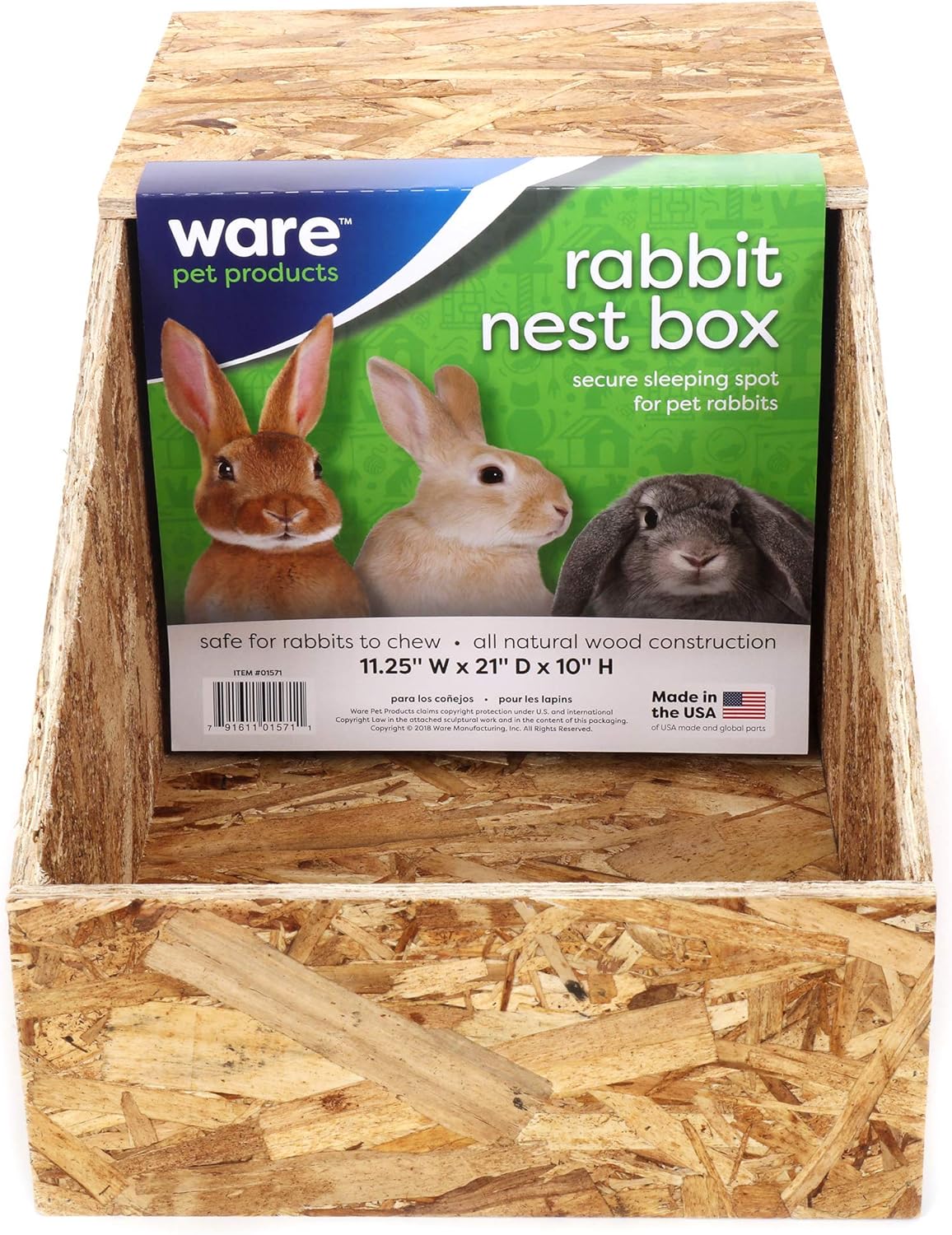 Ware Manufacturing Wood Nesting Box for Chickens and Small Pets, Large