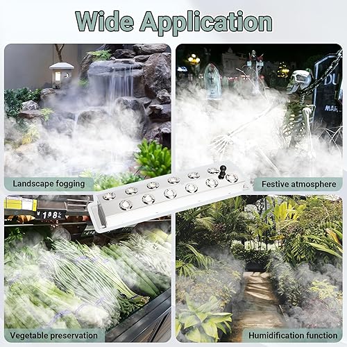 Miniatura 4 de Toriexon Nebulizador ultrasónico de 12 cabezales, fabricante de niebla ultrasónica con flotador, 304.3 fl ozH Mist Maker Fogger con fuente de