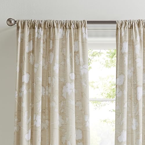 Miniatura 2 de DKNY Cortinas florales de diente de león para ventana de sala de estar, par de paneles con bolsillo para barra, 84 pulgadas, lino