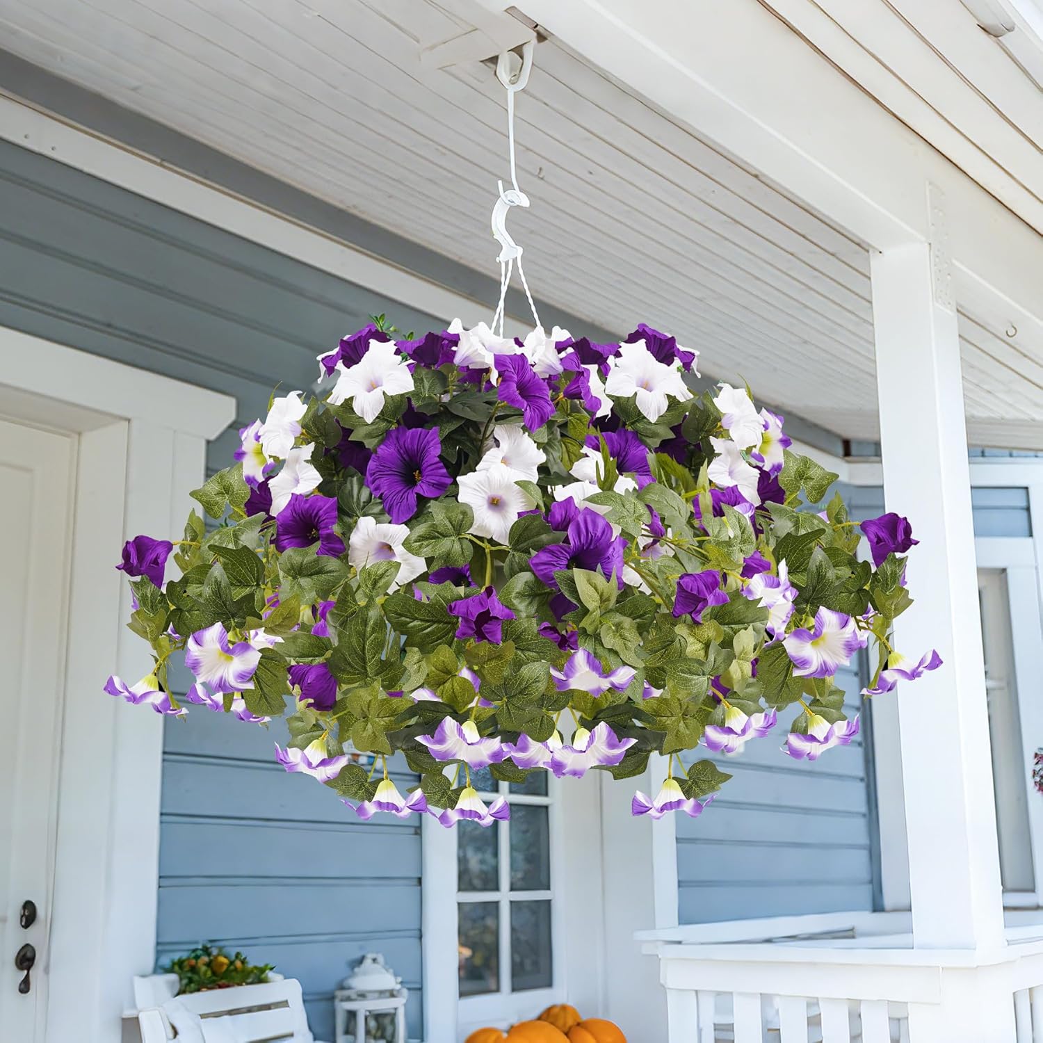 Artificial Fake Petunia Flowers Plants for Outdoor Decoration, Faux Realistic Floral Plants, UV-resistant realistic flower bouquet, Ideal for Garden, Porch, Balcony, Home, Wedding Party Decor（4pcs）