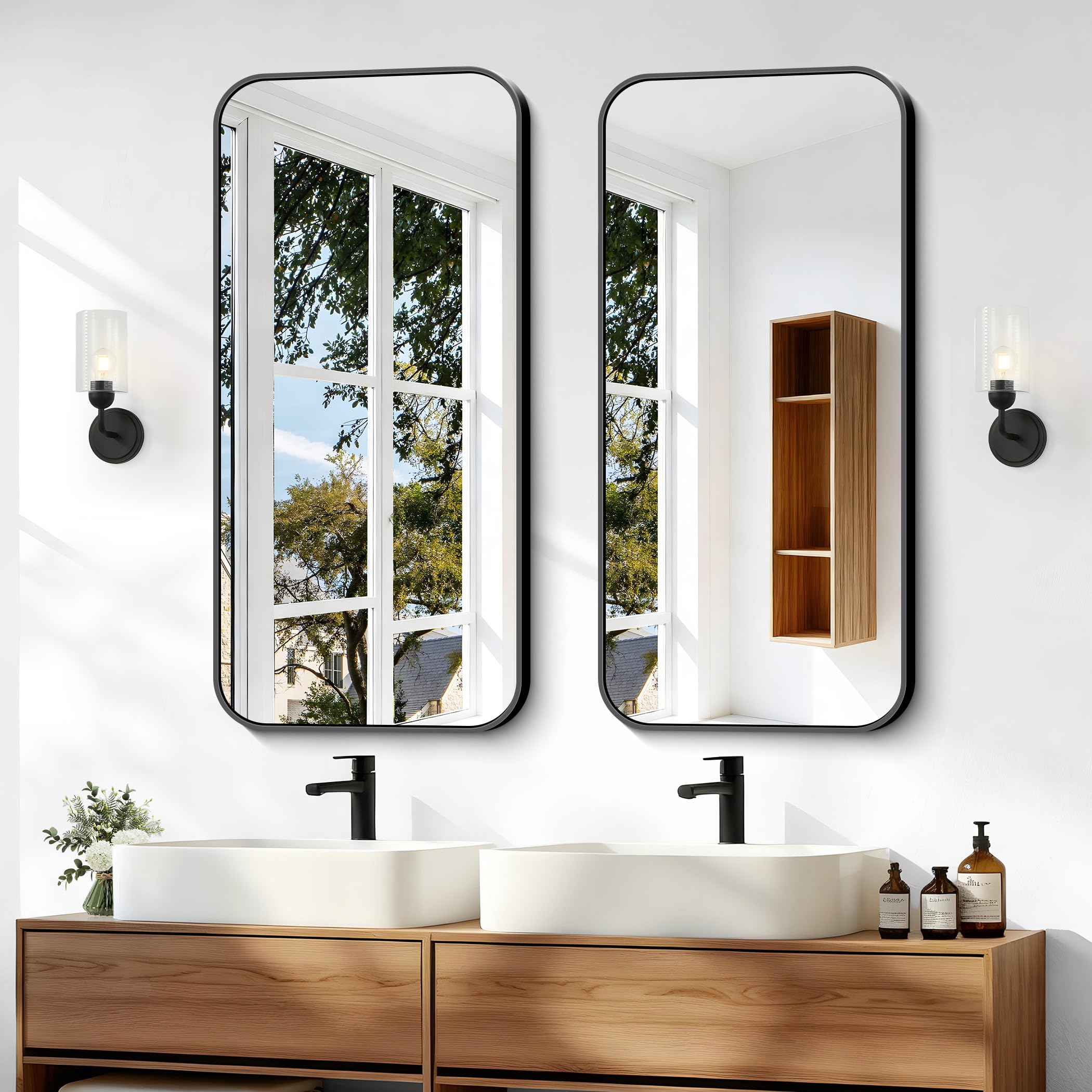Amazon.com: BONEWEI 20x40 inch Bathroom Mirror,Black Rectangle